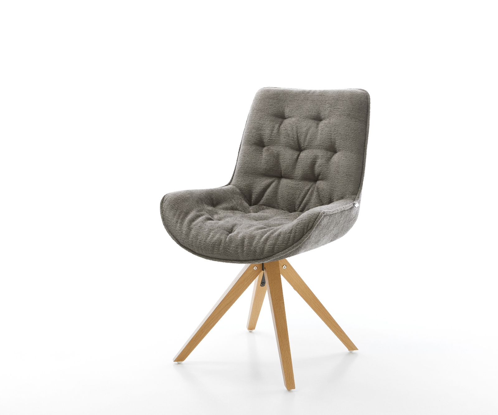 Jídelní židle Taimi-Flex bouclé měkký tmavě béžová dřevěná podnož hranatý přírodní 180° otočný