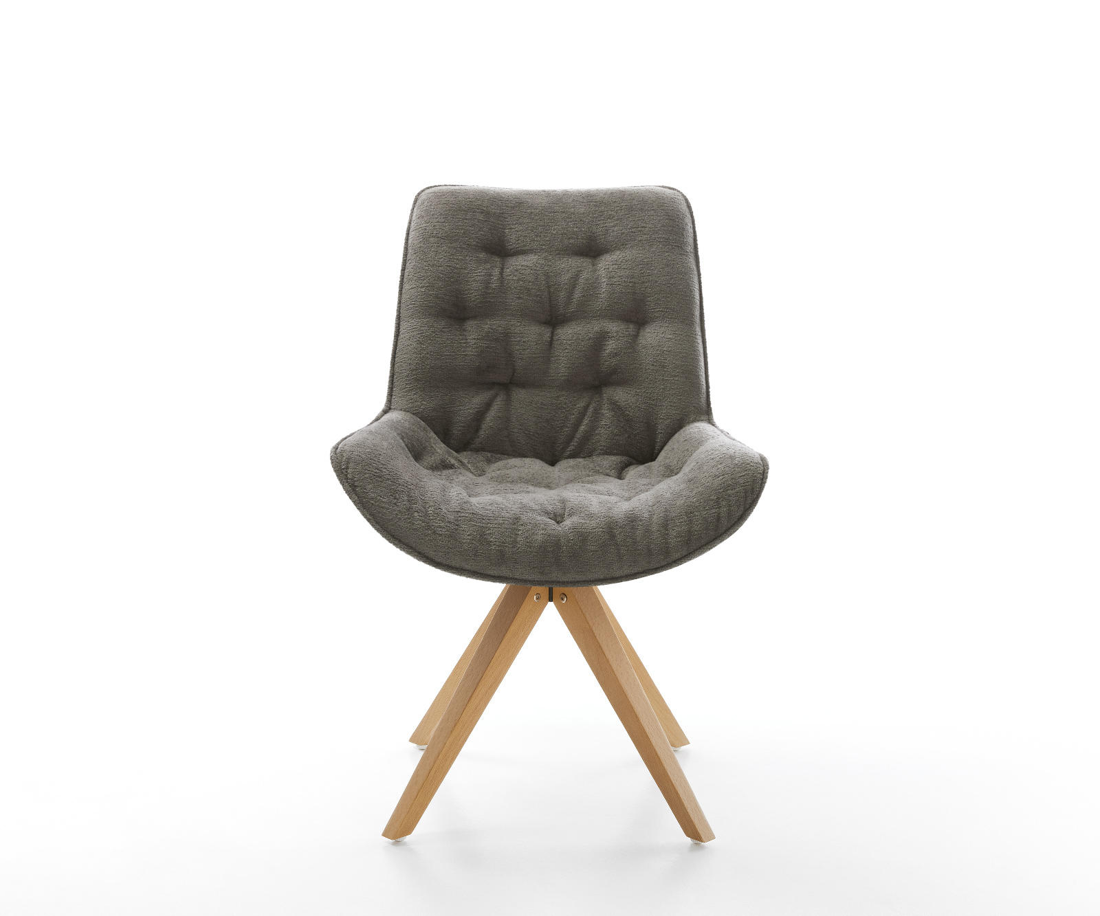 Jídelní židle Taimi-Flex bouclé měkký tmavě béžová dřevěná podnož hranatý přírodní 180° otočný - Obrázek 2