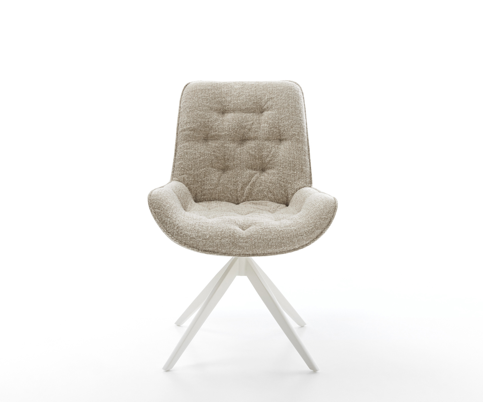 Jídelní židle Taimi-Flex látka Měkký béžová křížová podnož široká bílá 360° otočný houpací funkce - Obrázek 2