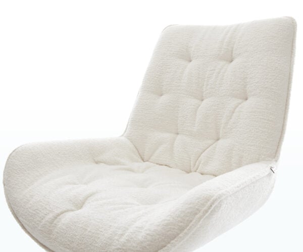 Jídelní židle Taimi-Flex bouclé měkký béžová křížová podnož široká bílá 360° otočný houpací funkce - Obrázek 4