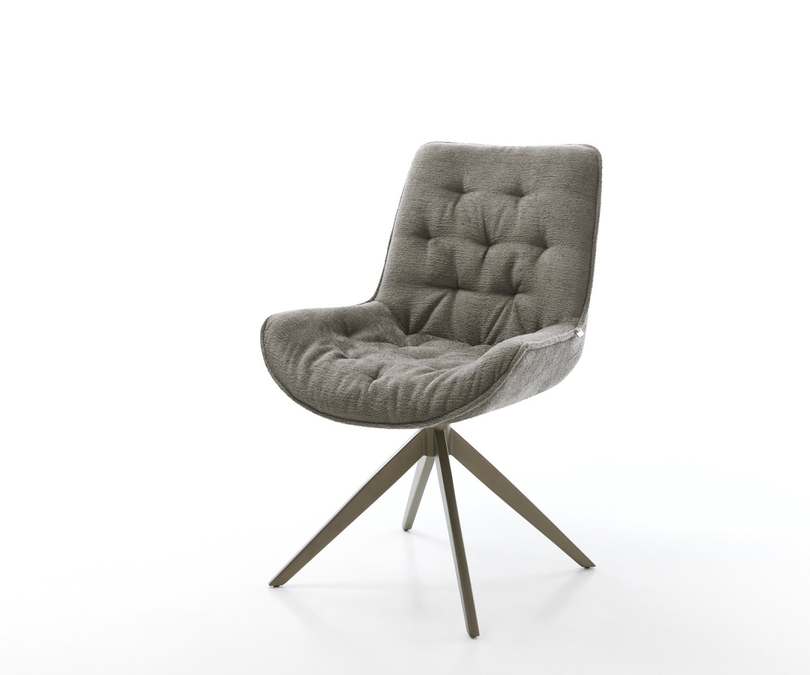 Jídelní židle Taimi-Flex bouclé měkký tmavě béžová křížová podnož široká titanová barva 360° otočný houpací funkce