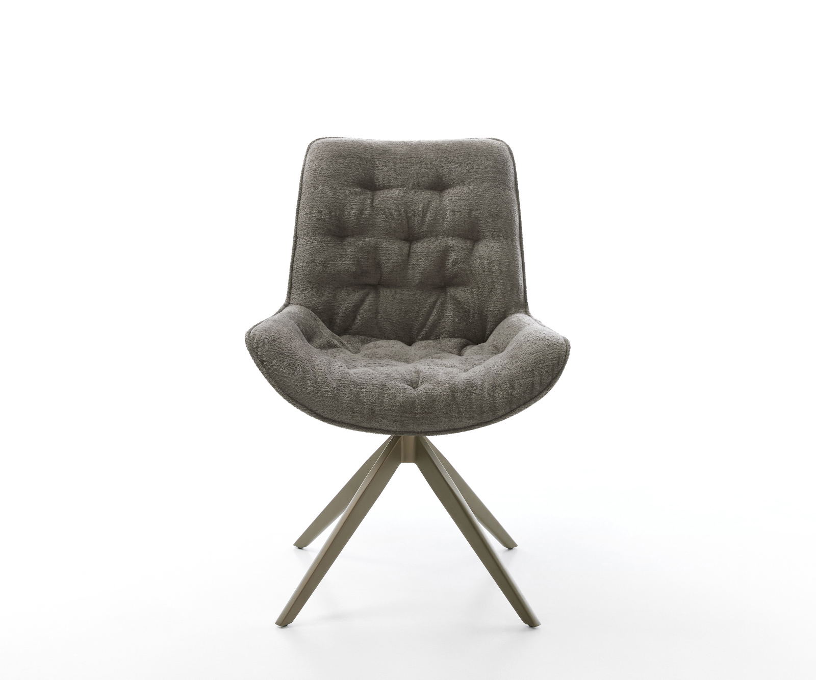 Jídelní židle Taimi-Flex bouclé měkký tmavě béžová křížová podnož široká titanová barva 360° otočný houpací funkce - Obrázek 2