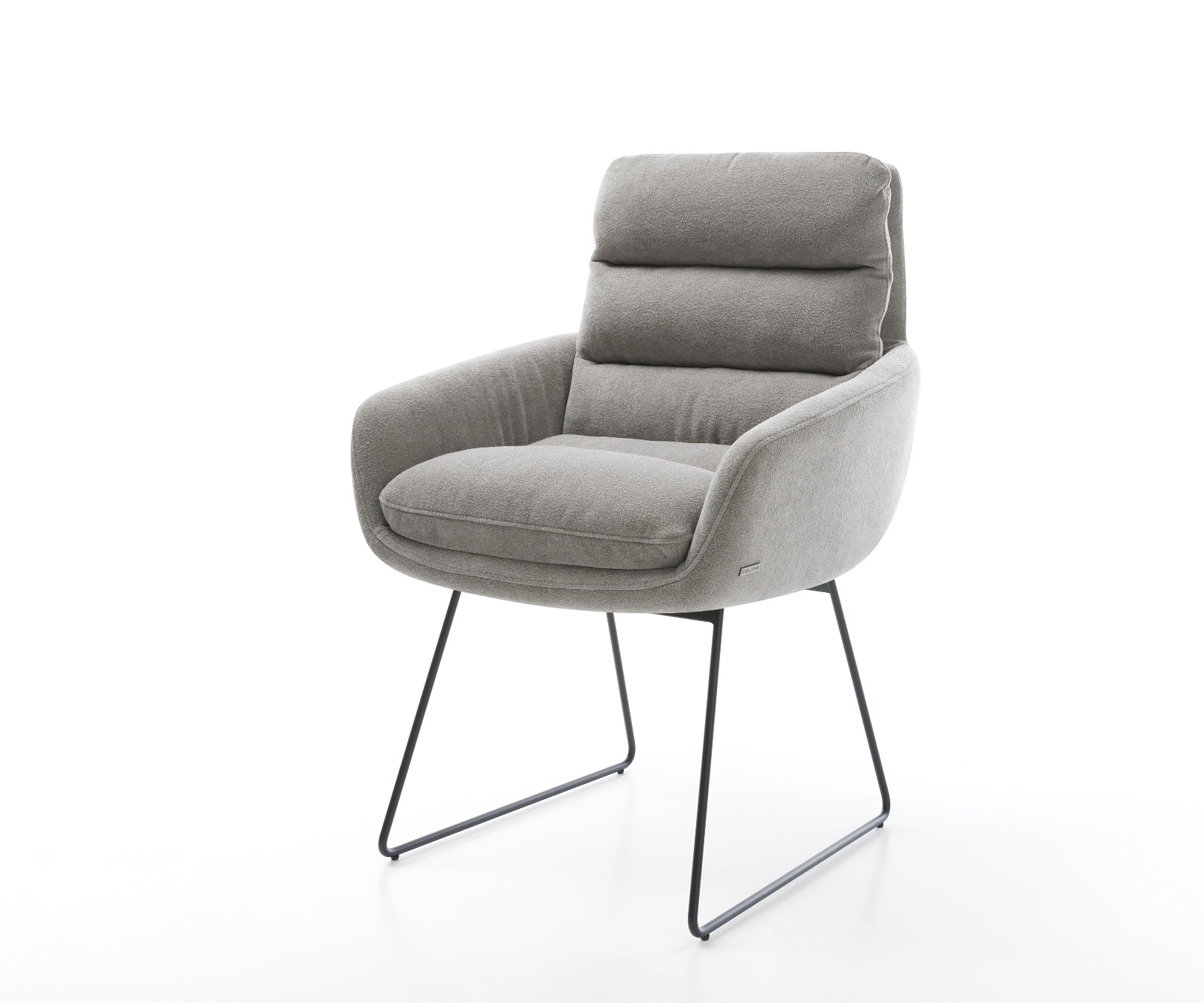 Jídelní židle Abelia-Flex s područkami strukturovaná látka Měkký šedá tenká podnož černá