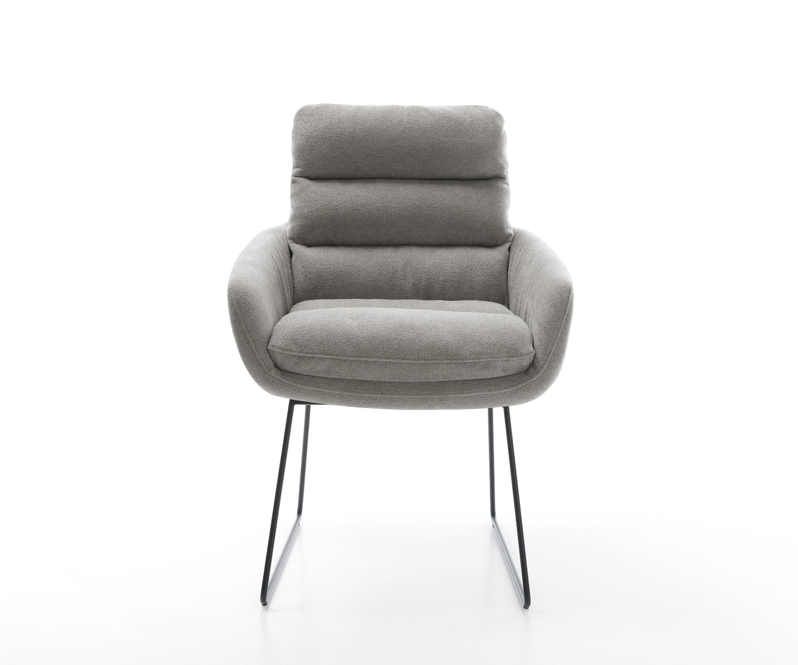 Jídelní židle Abelia-Flex s područkami strukturovaná látka Měkký šedá tenká podnož černá - Obrázek 2