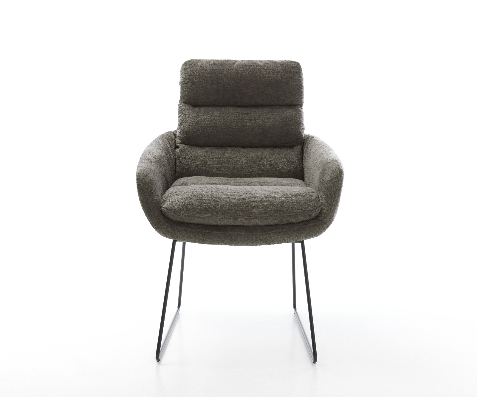 Jídelní židle Abelia-Flex s područkami bouclé měkký tmavě béžová tenká podnož černá - Obrázek 2