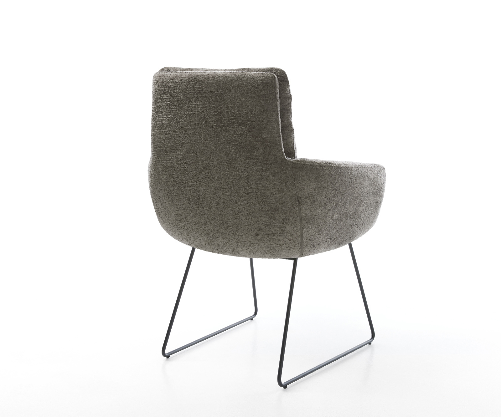 Jídelní židle Abelia-Flex s područkami bouclé měkký tmavě béžová tenká podnož černá - Obrázek 5