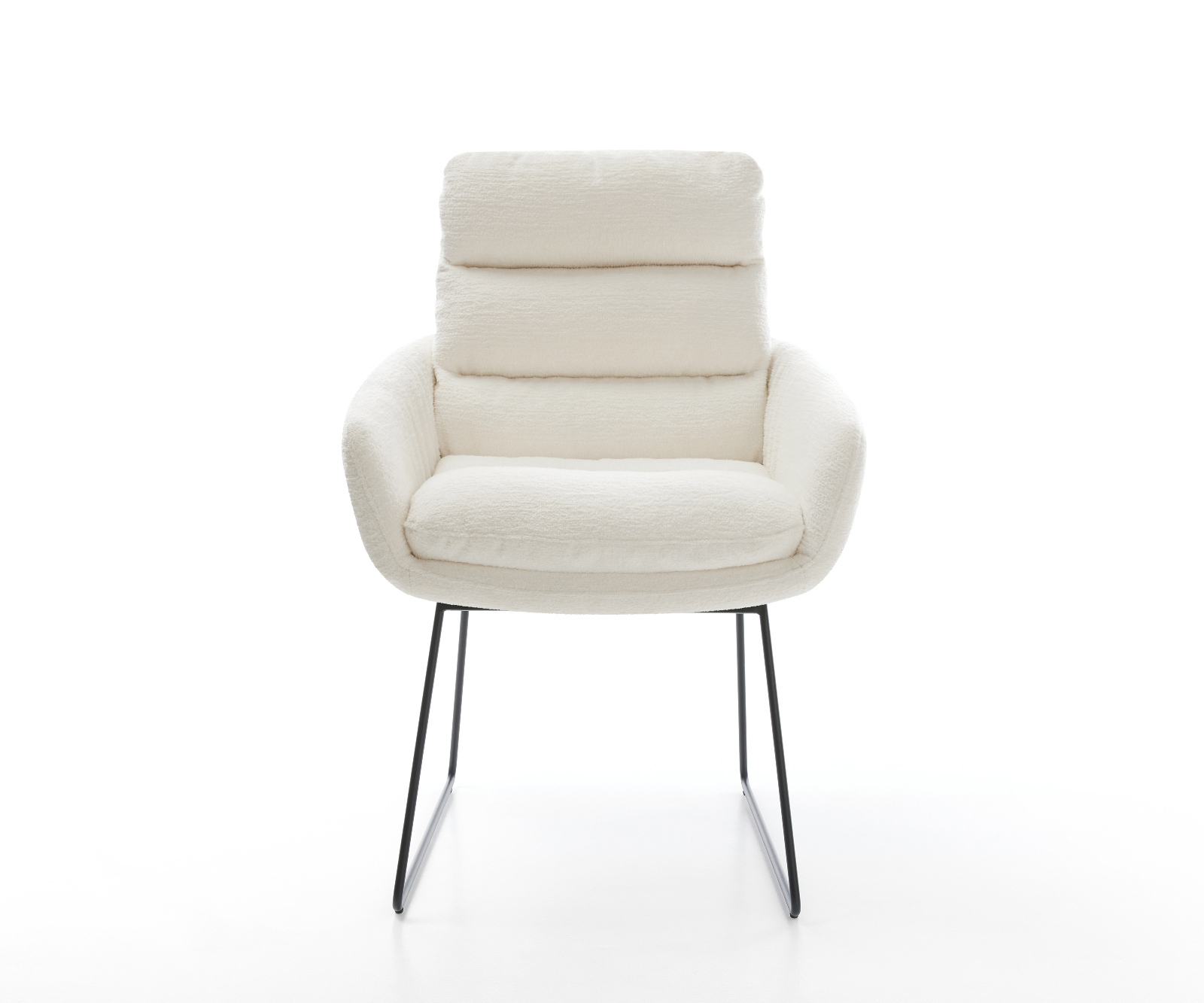 Jídelní židle Abelia-Flex s područkami bouclé měkký béžová tenká podnož černá - Obrázek 2