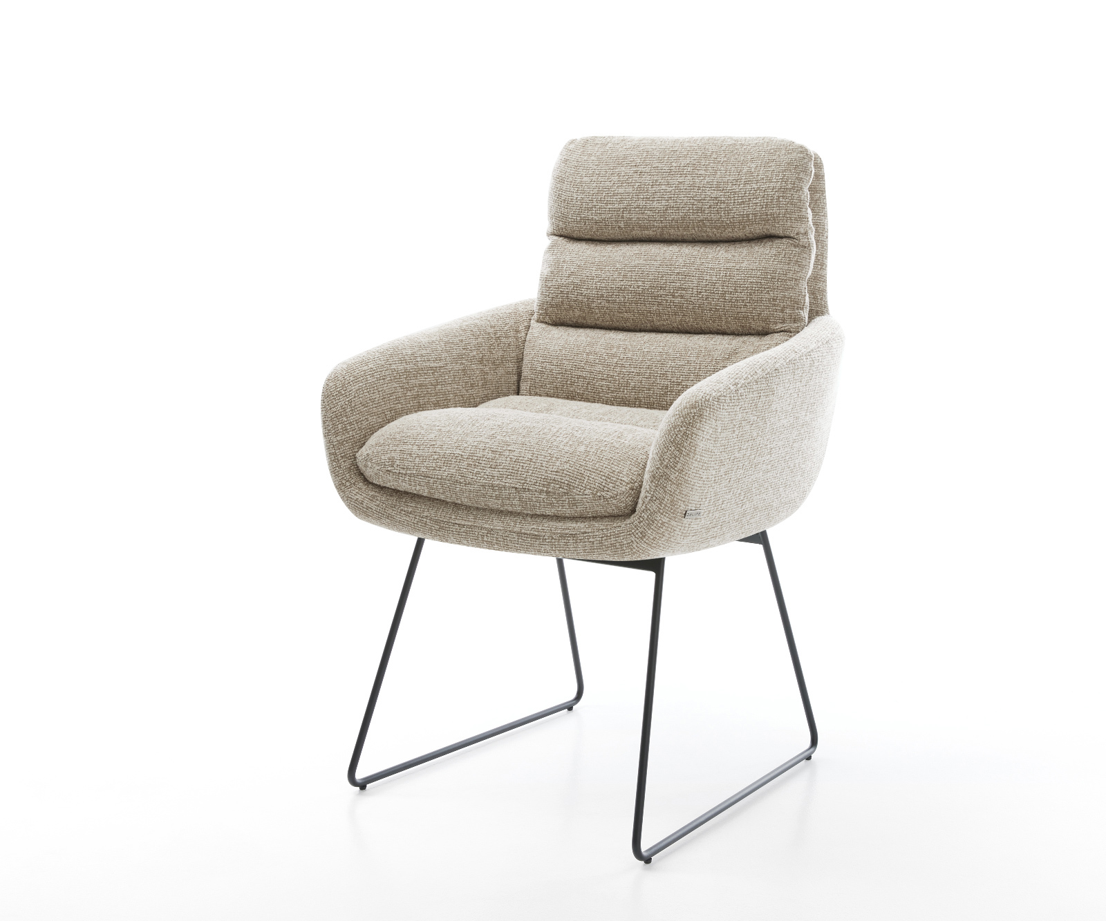 Jídelní židle Abelia-Flex s područkami látka Měkký béžová tenká podnož černá