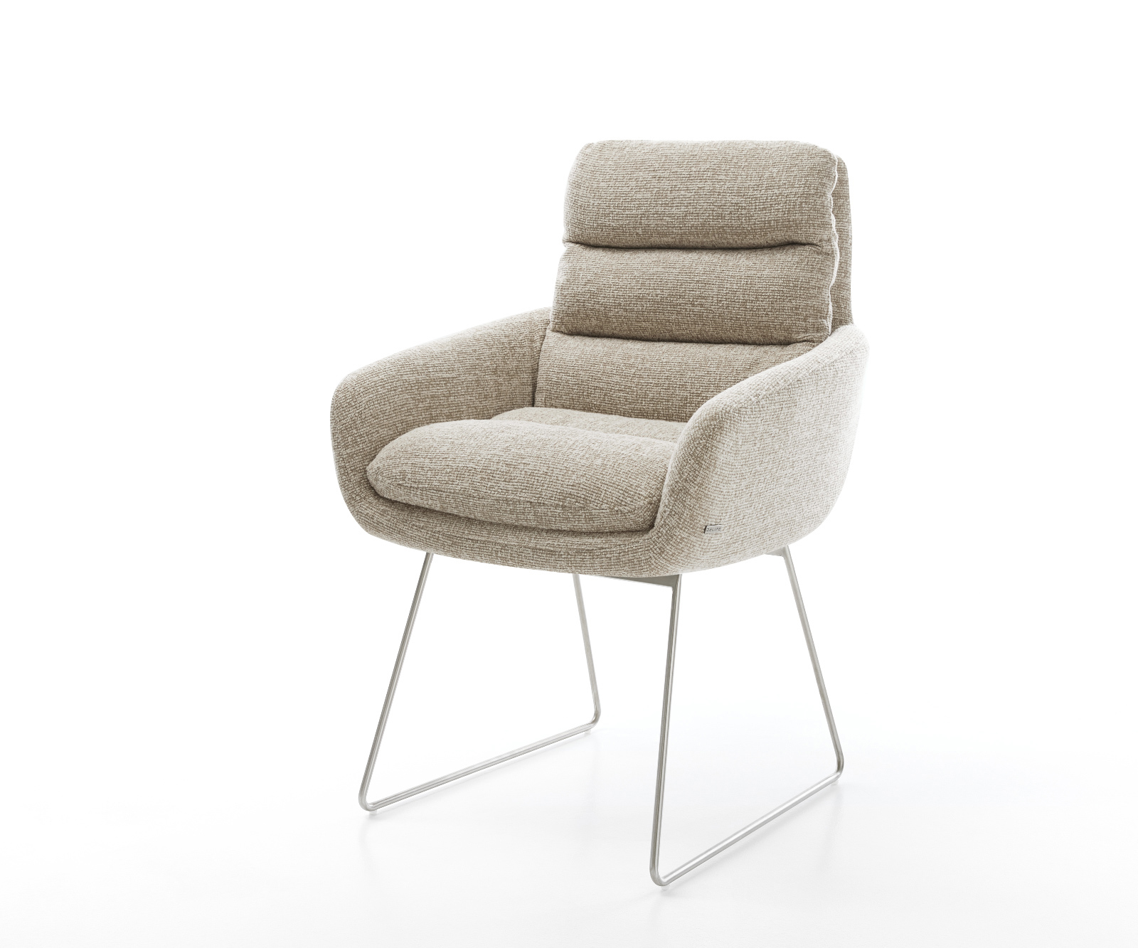 Jídelní židle Abelia-Flex s područkami látka Měkký béžová tenká podnož nerezová ocel