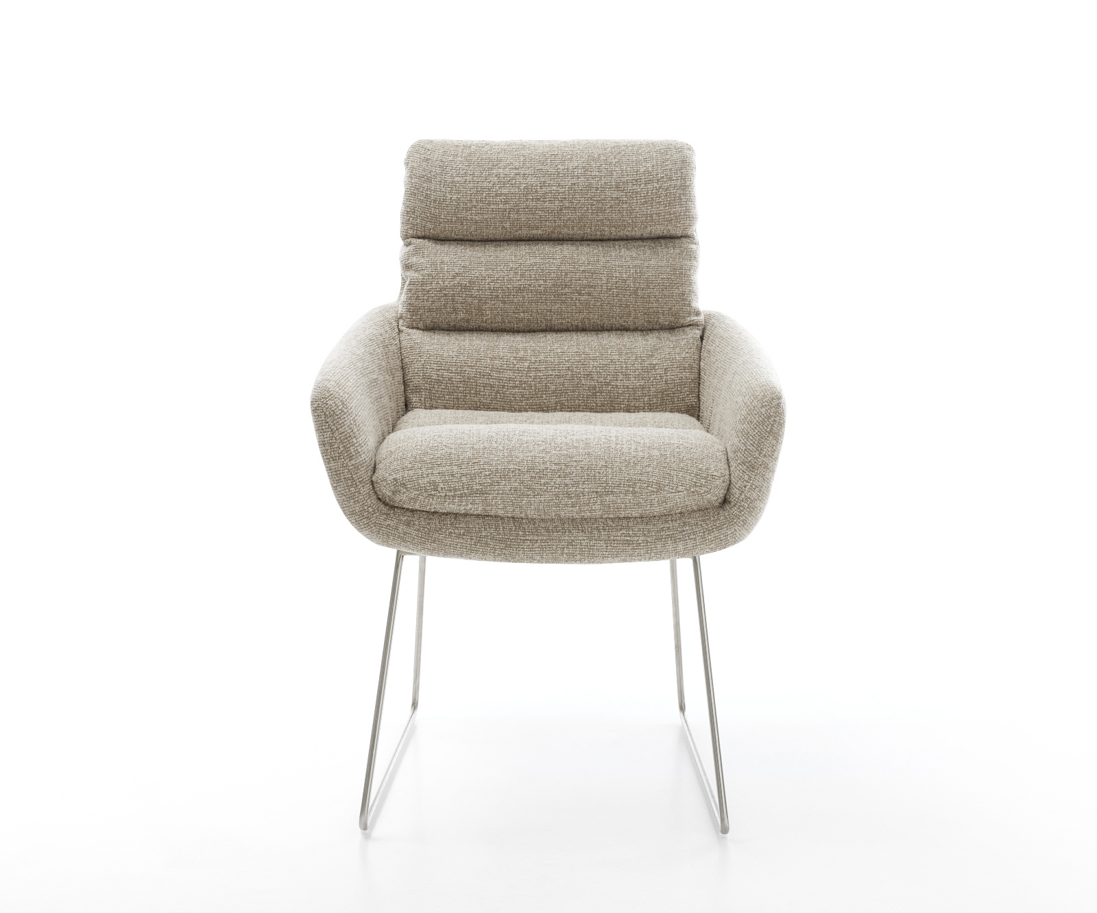 Jídelní židle Abelia-Flex s područkami látka Měkký béžová tenká podnož nerezová ocel - Obrázek 2