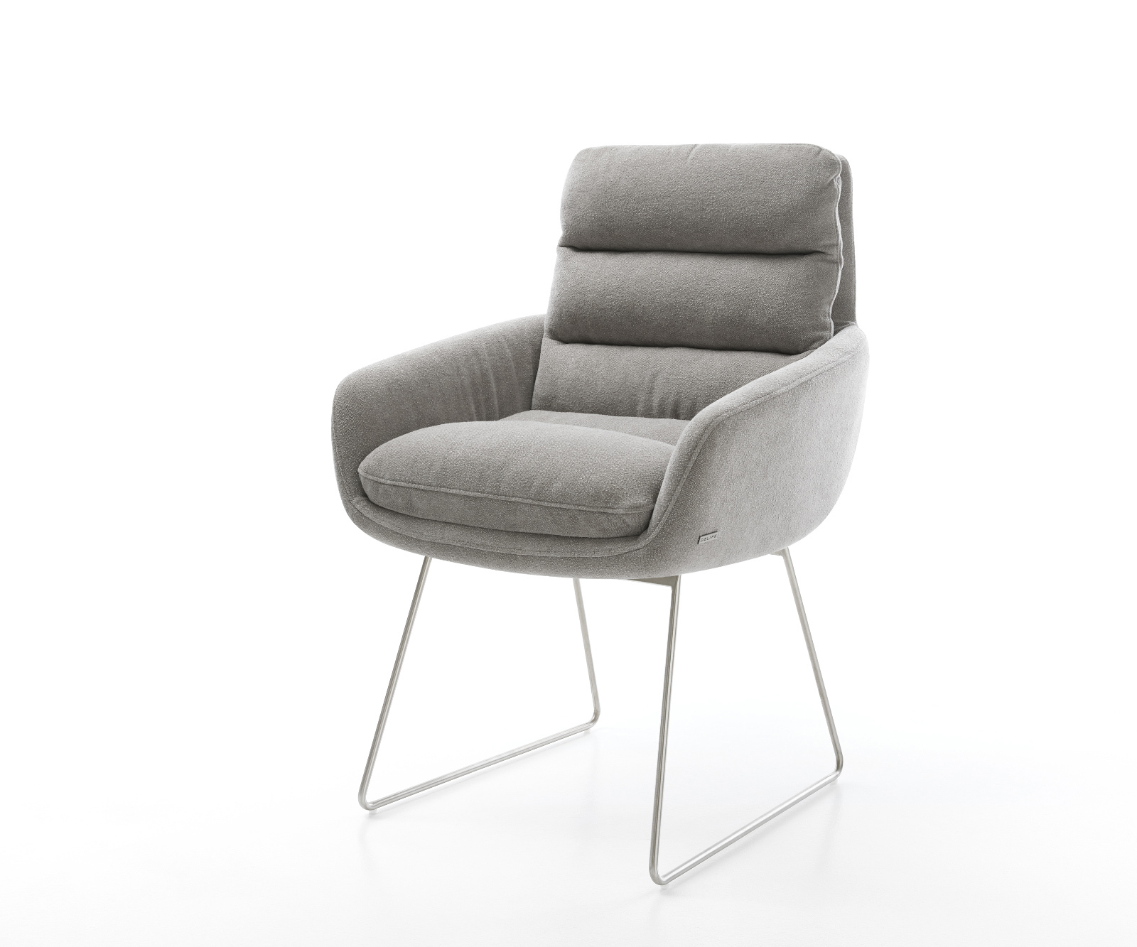 Jídelní židle Abelia-Flex s područkami strukturovaná látka Měkký šedá tenká podnož nerezová ocel