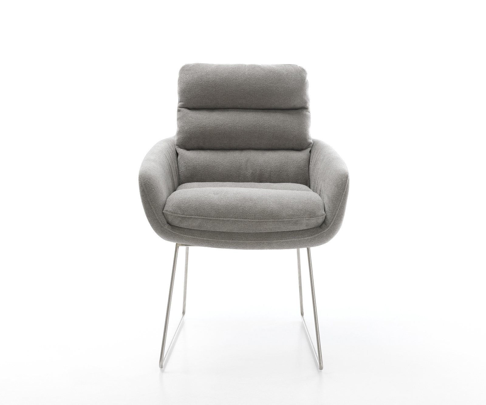 Jídelní židle Abelia-Flex s područkami strukturovaná látka Měkký šedá tenká podnož nerezová ocel - Obrázek 2