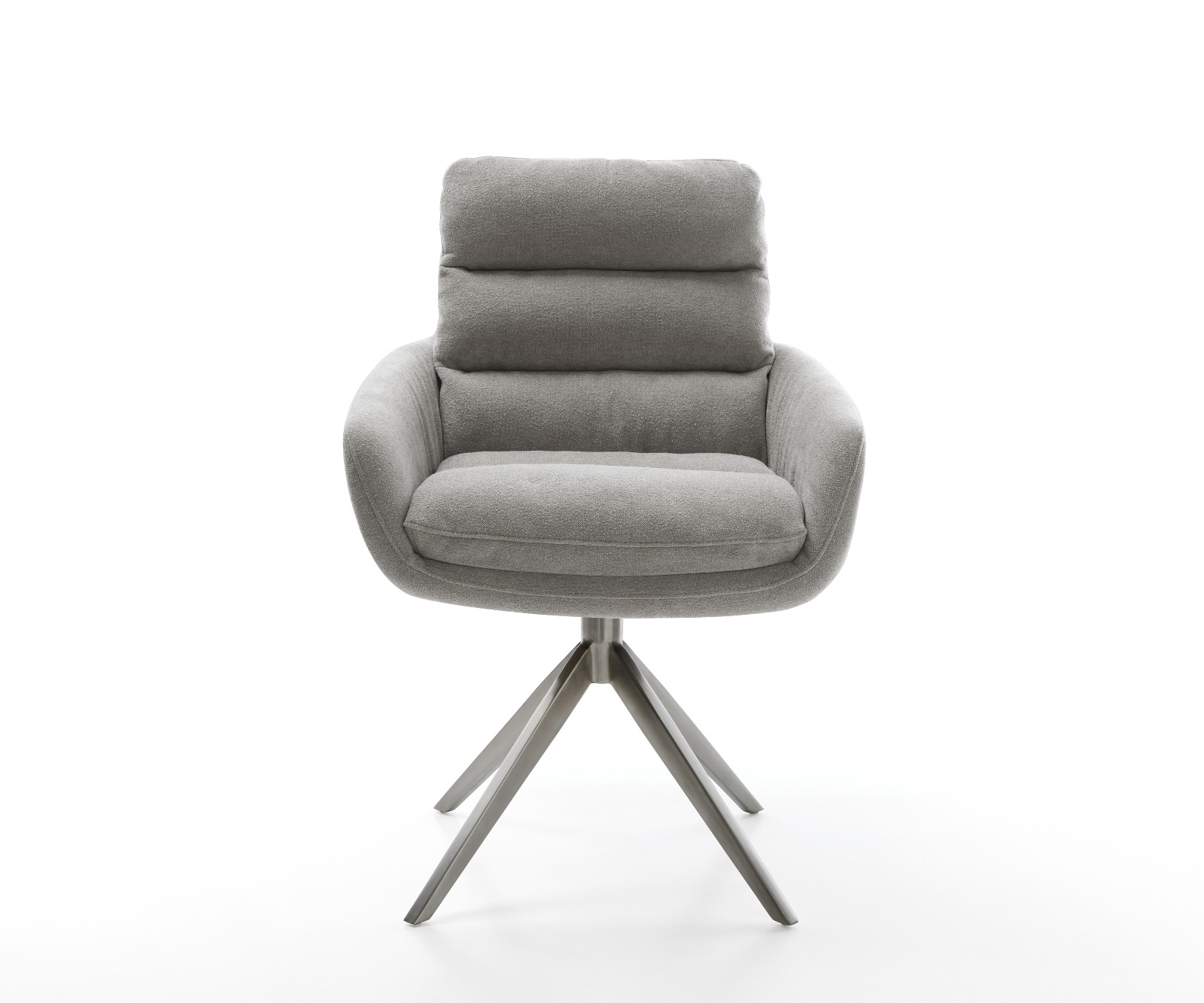 Jídelní židle Abelia-Flex s područkami potahová látka Měkký šedá křížová podnož široká grafitová 360° otočná houpací funkce - Obrázek 2