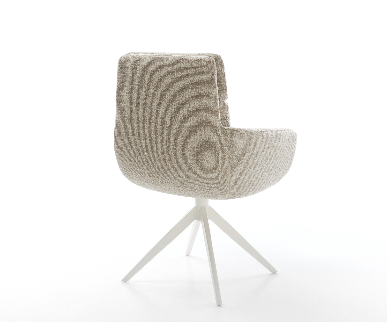 Jídelní židle Abelia-Flex s područkami látka Měkký béžová křížová podnož široká bílá otočný 360° houpací funkce - Obrázek 5