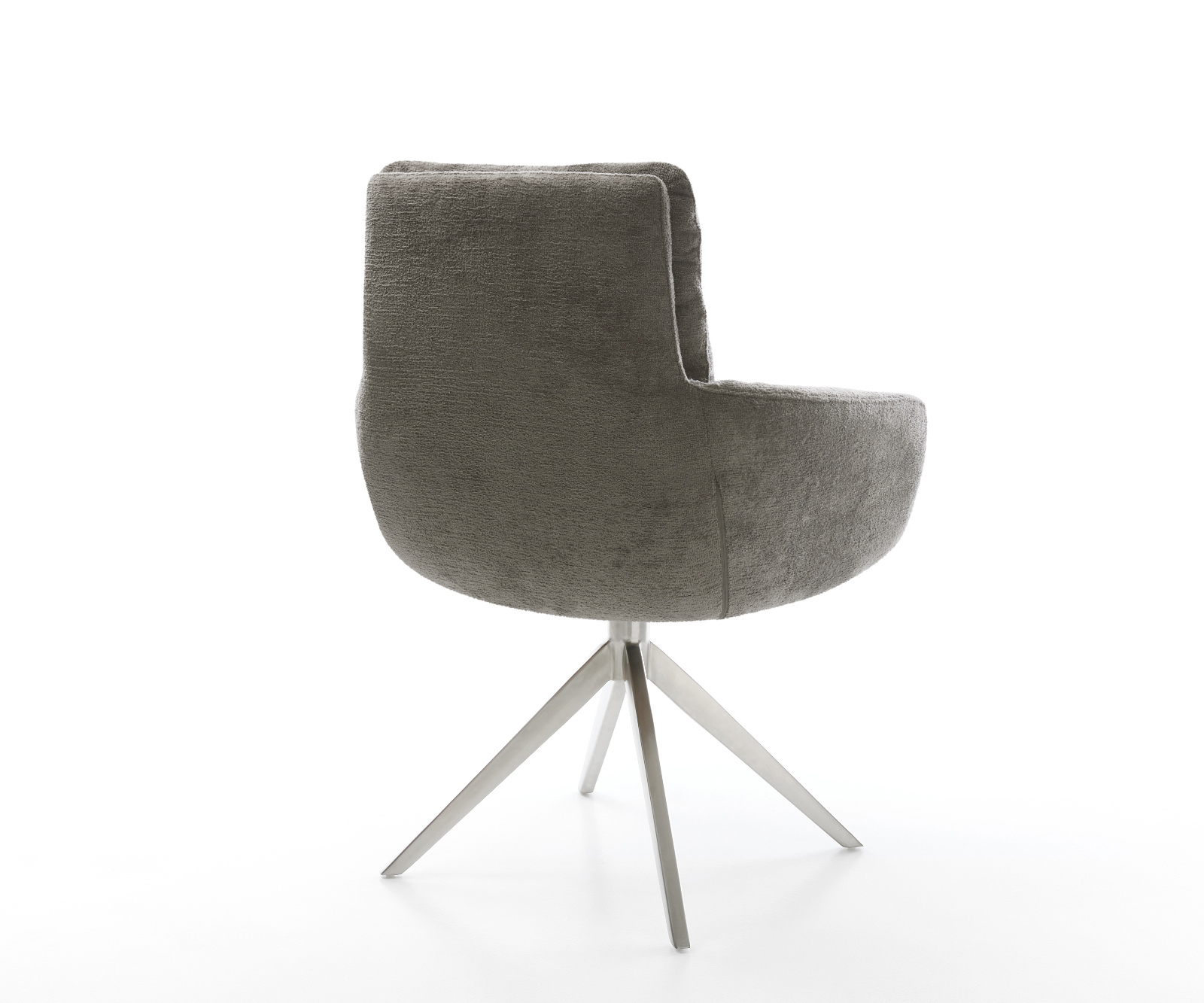 Jídelní židle Abelia-Flex s područkami bouclé měkký tmavě béžová křížová podnož široká nerezová ocel otočný 360° houpací funkce - Obrázek 5