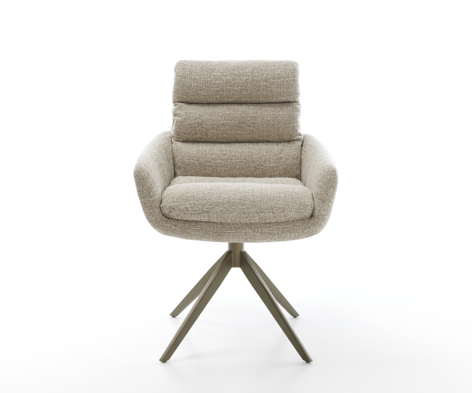 Jídelní židle Abelia-Flex s područkami látka Měkký béžová široká křížová podnož Titanová barva 360° otočný houpací funkce - Obrázek 2