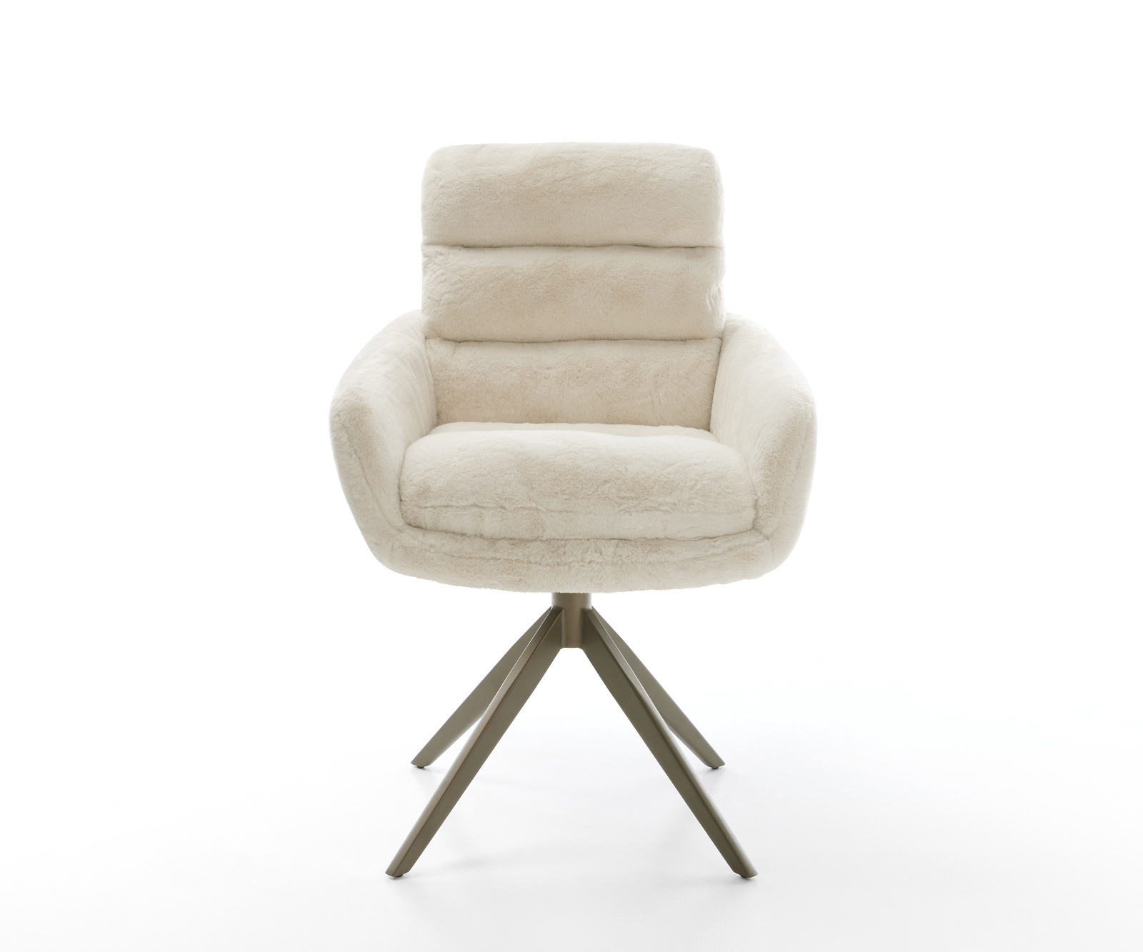 Jídelní židle Abelia-Flex s područkami plyšový manšestr krémová bílá křížová podnož široká titanová barva 360° otočný houpací funkce - Obrázek 2