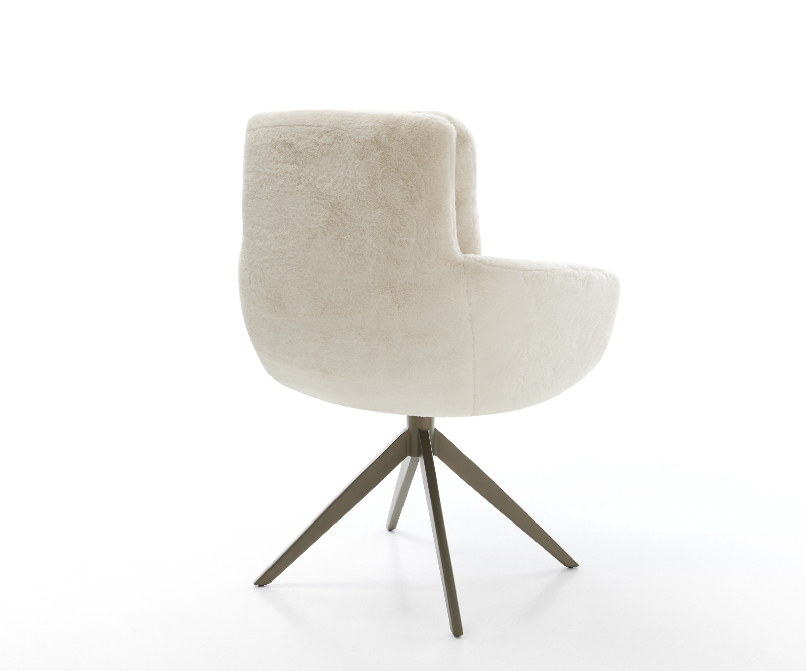 Jídelní židle Abelia-Flex s područkami plyšový manšestr krémová bílá křížová podnož široká titanová barva 360° otočný houpací funkce - Obrázek 5