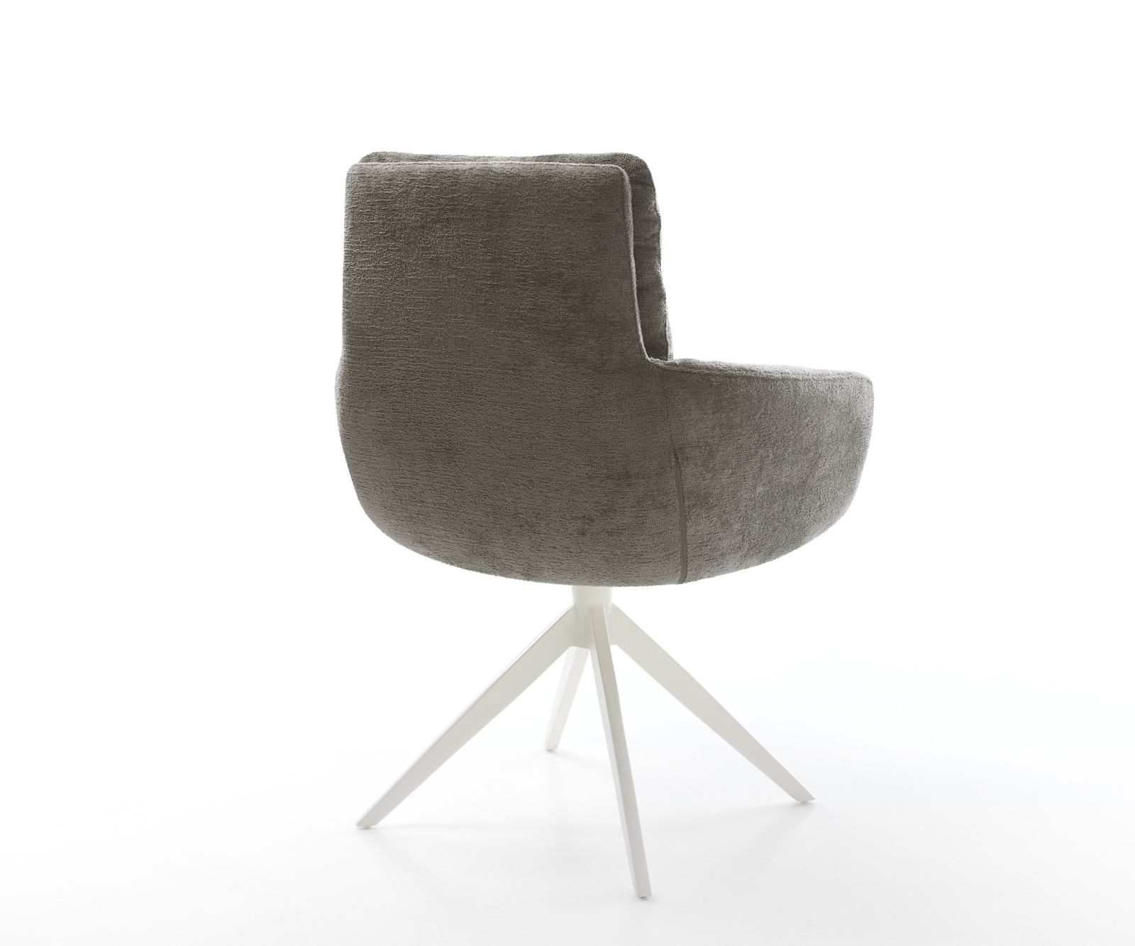 Jídelní židle Abelia-Flex s područkami bouclé měkký tmavě béžová křížová podnož široká bílá otočný 360° houpací funkce - Obrázek 5