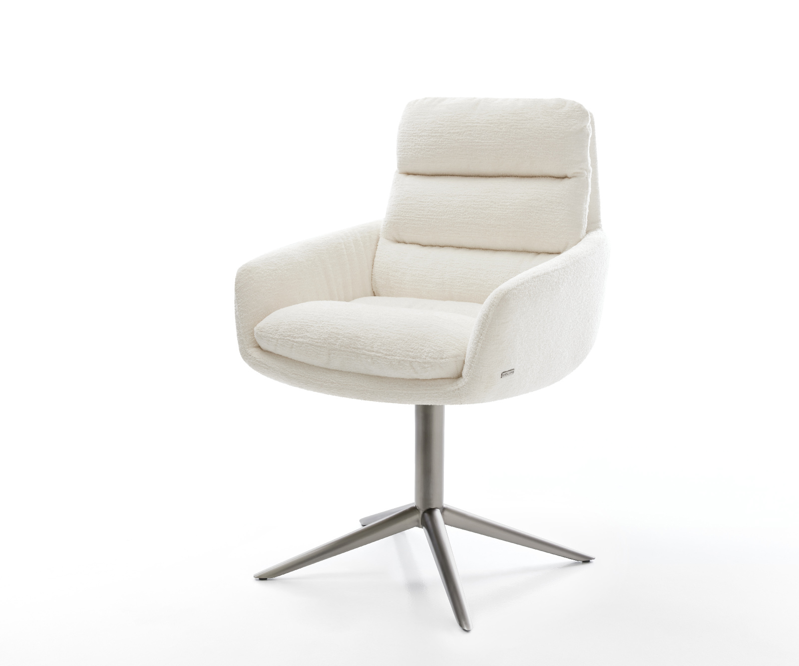 Jídelní židle Abelia-Flex s područkami bouclé měkký béžová křížová podnož grafit 360° otočný houpací funkce