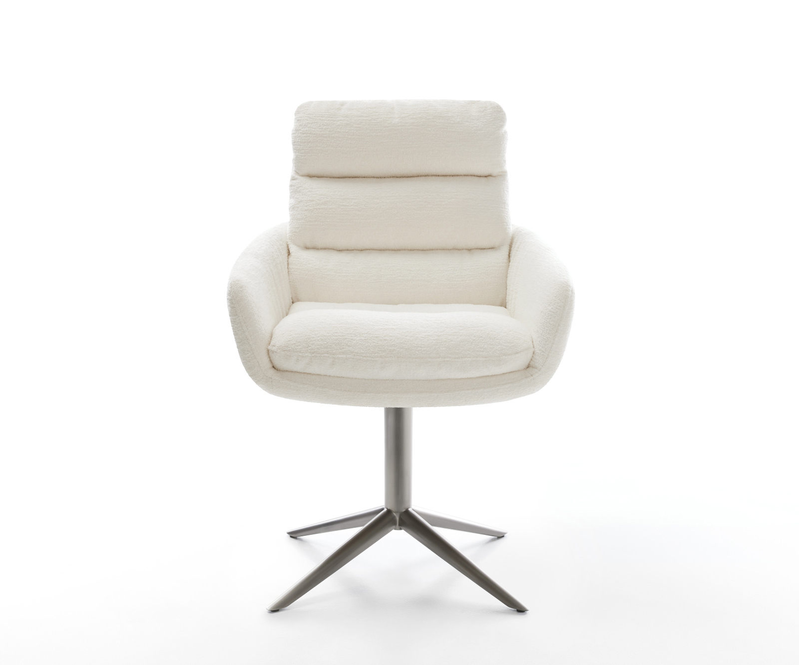 Jídelní židle Abelia-Flex s područkami bouclé měkký béžová křížová podnož grafit 360° otočný houpací funkce - Obrázek 2