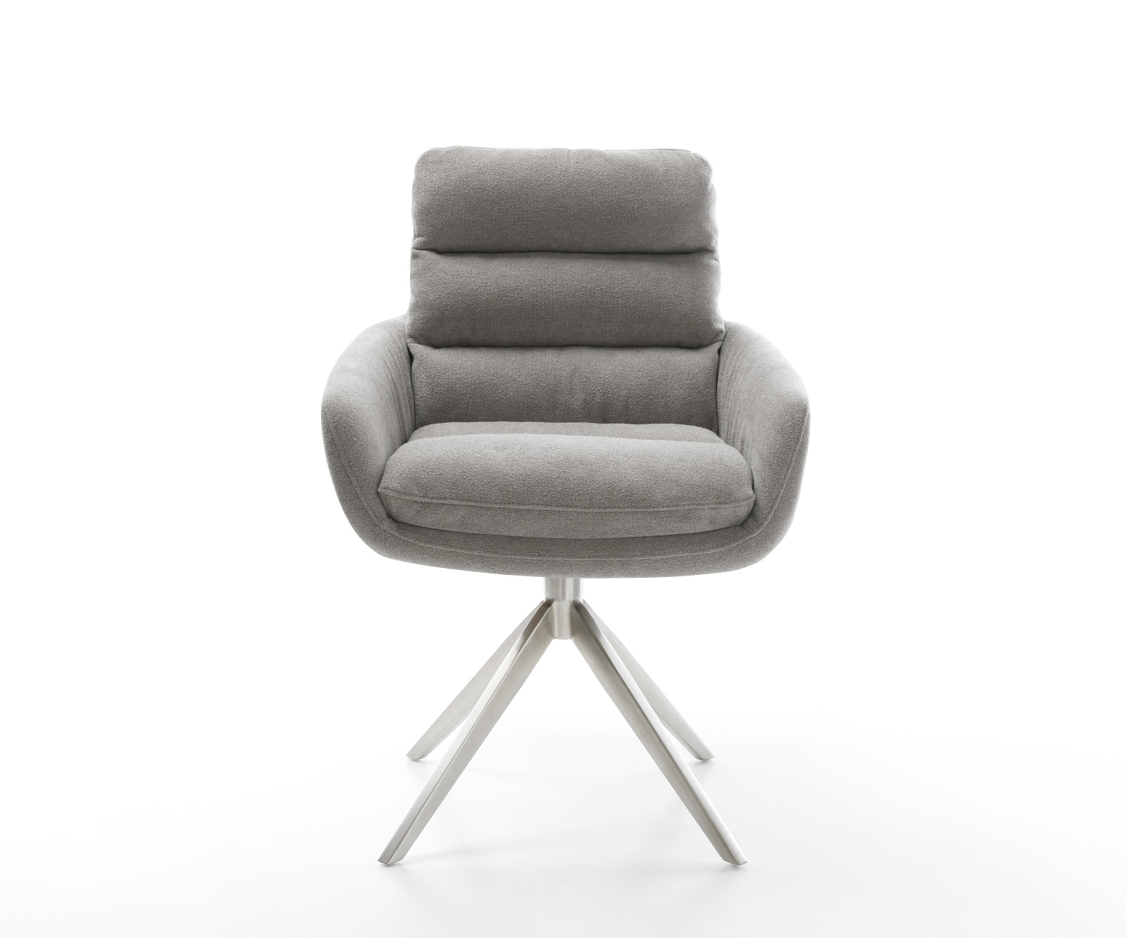 Jídelní židle Abelia-Flex s područkami potah látka Měkký šedá křížová podnož široká nerezová ocel 360° otočný houpací funkce - Obrázek 2