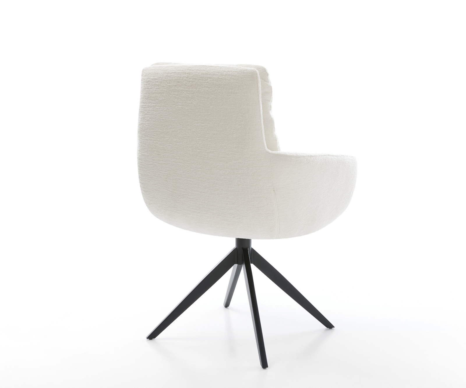 Jídelní židle Abelia-Flex s područkami bouclé měkký béžová křížová podnož široká černá 360° otočný houpací funkce - Obrázek 5