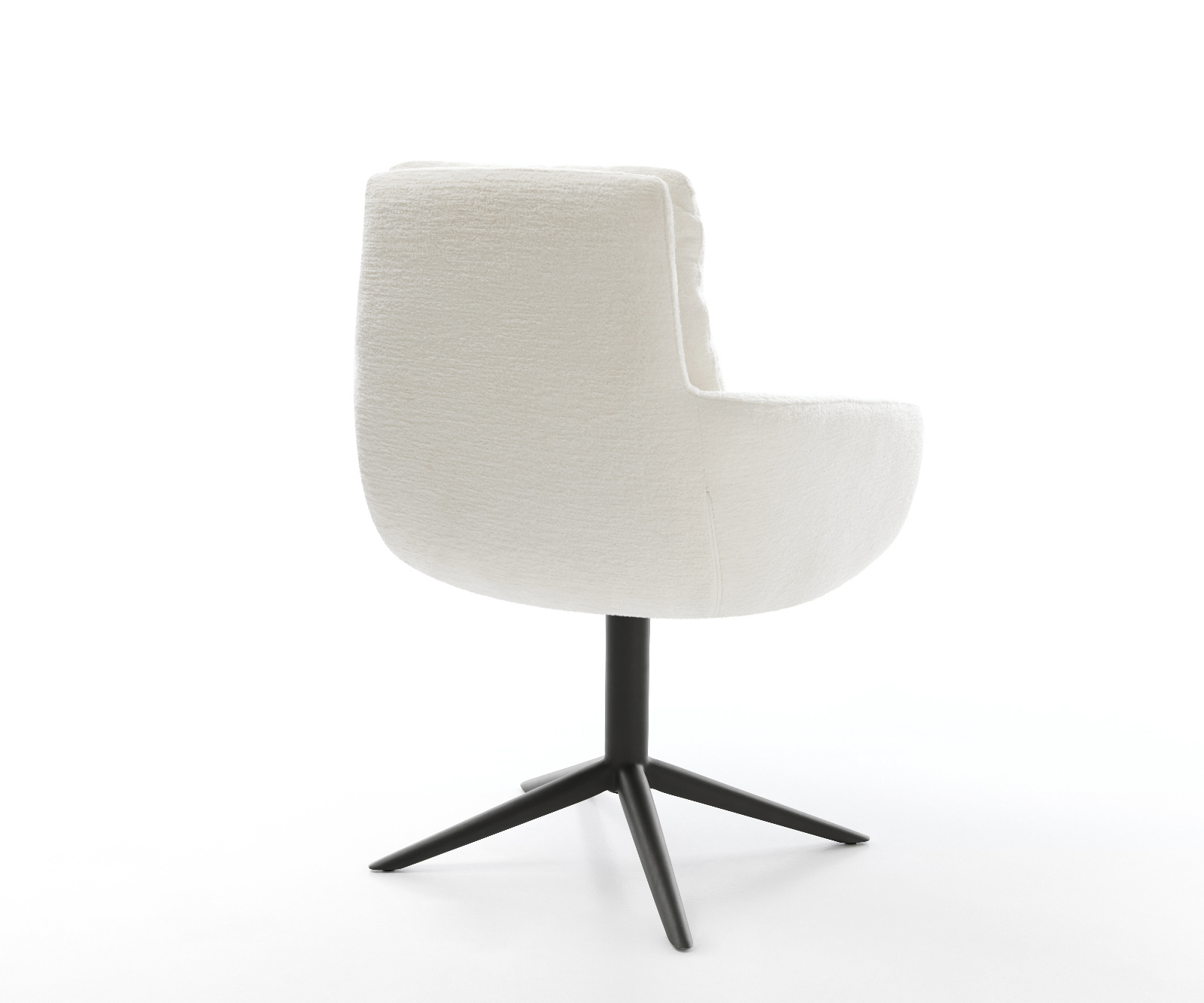 Jídelní židle Abelia-Flex s područkami bouclé měkký béžová křížová podnož černá 360° otočný houpací funkce - Obrázek 5