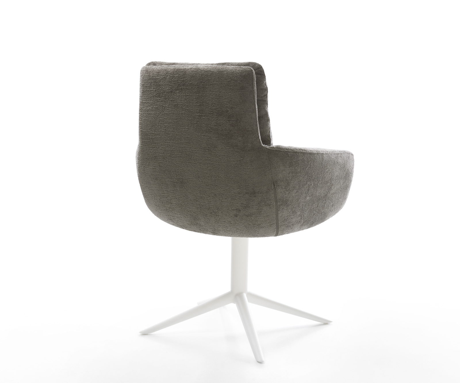 Jídelní židle Abelia-Flex s područkami bouclé měkký tmavě béžová křížová podnož bílá 360° otočný houpací funkce - Obrázek 5