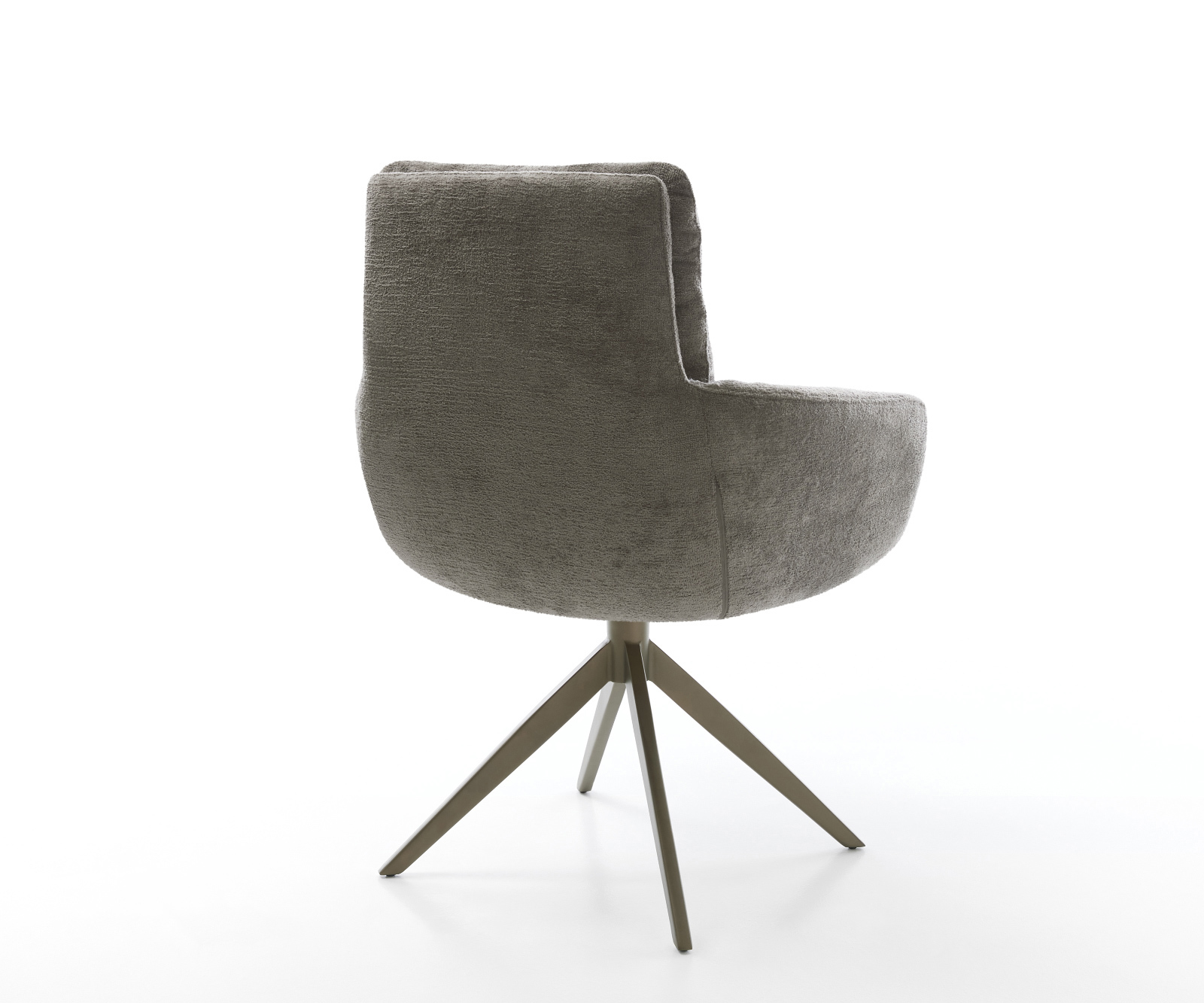 Jídelní židle Abelia-Flex s područkami bouclé měkký tmavě béžová křížová podnož široká titanová barva 360° otočný houpací funkce - Obrázek 5