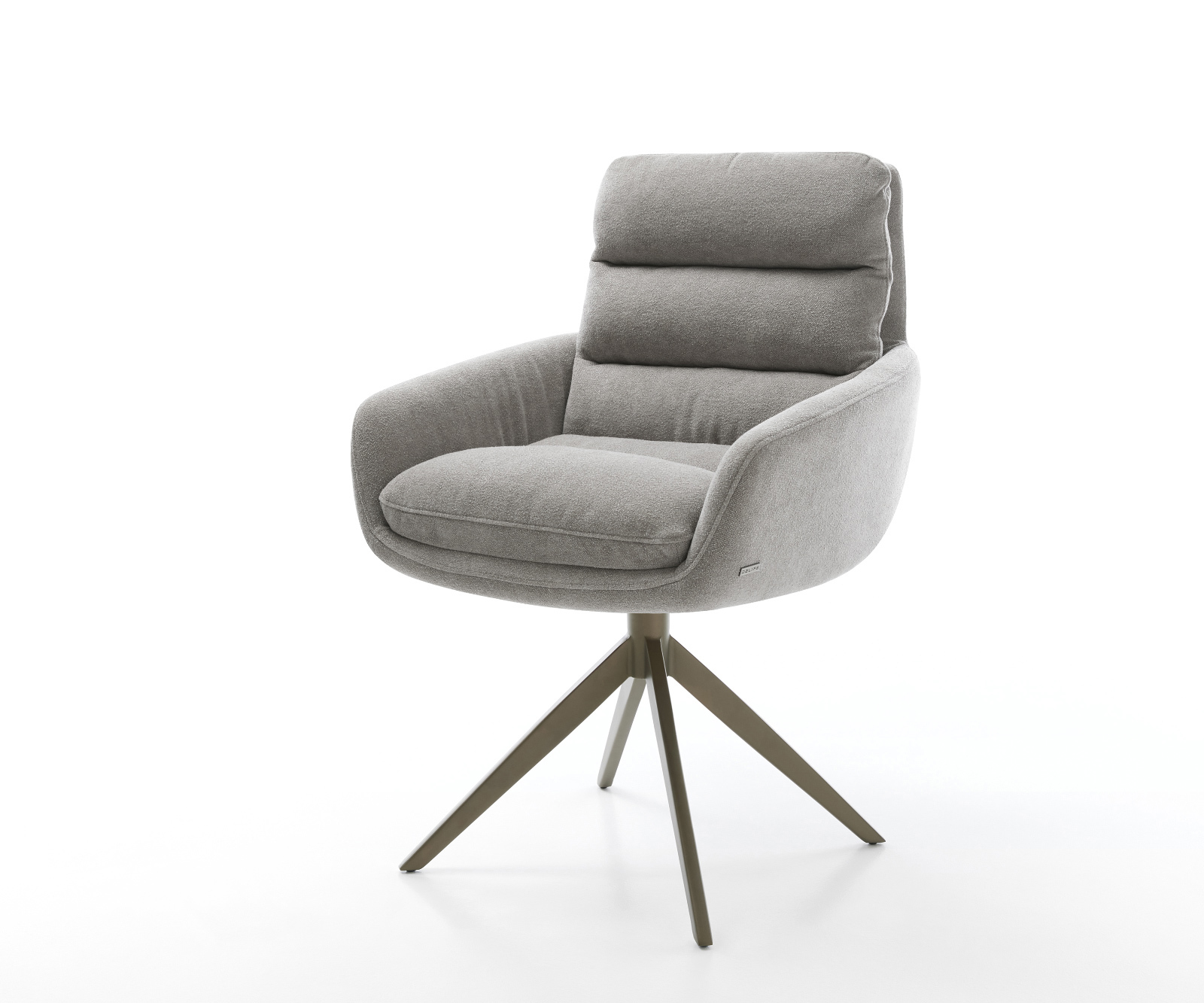 Jídelní židle Abelia-Flex s područkami strukturovaná látka Měkký šedá široká křížová podnož Titanová barva 360° otočný houpací funkce