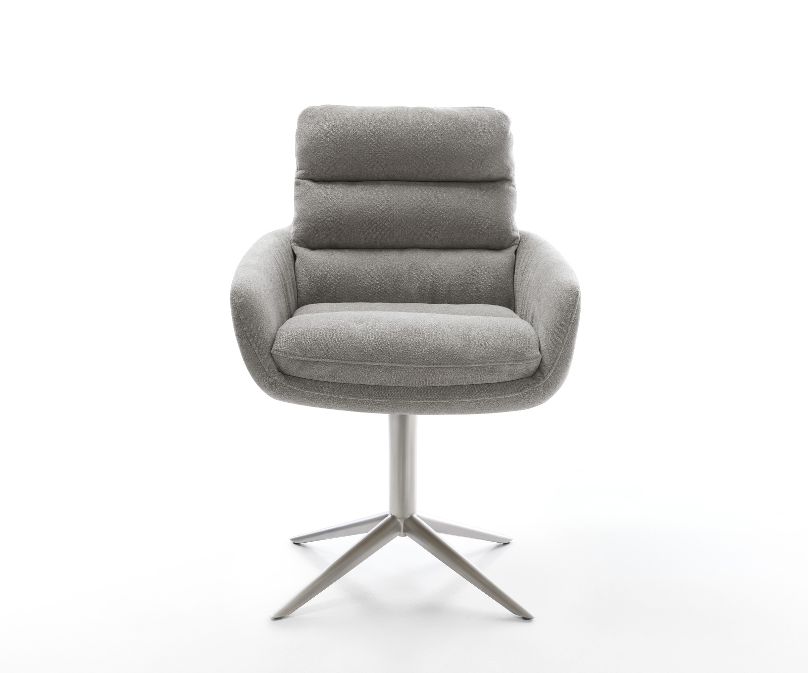 Jídelní židle Abelia-Flex s područkami potahová látka Měkký šedá křížová podnož nerezová ocel 360° otočný houpací funkce - Obrázek 2