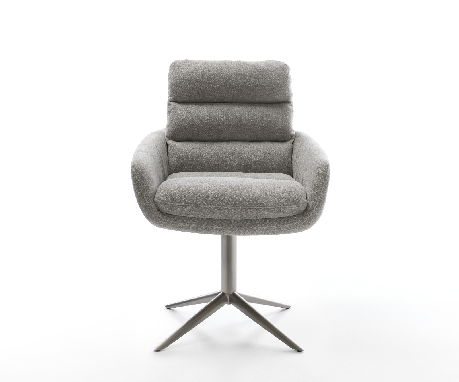 Jídelní židle Abelia-Flex s područkami potahová látka Měkký šedá křížová podnož grafit 360° otočný houpací funkce - Obrázek 2