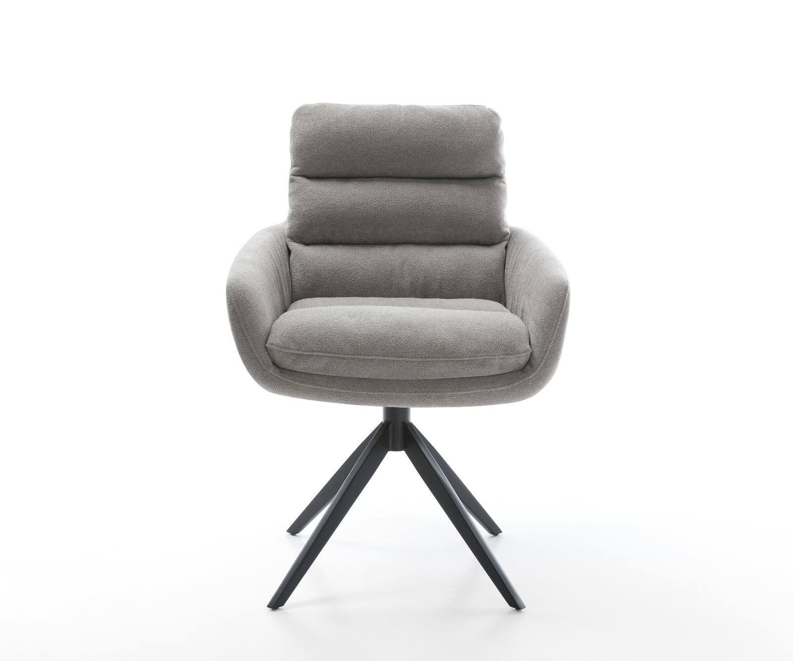 Jídelní židle Abelia-Flex s područkami potahová látka Měkký šedá křížová podnož široká černá otočný 360° houpací funkce - Obrázek 2