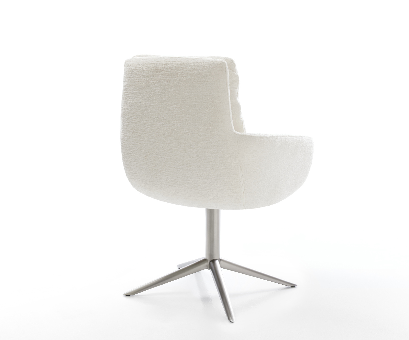 Jídelní židle Abelia-Flex s područkami bouclé měkký béžová křížová podnož nerezová ocel 360° otočný houpací funkce - Obrázek 5