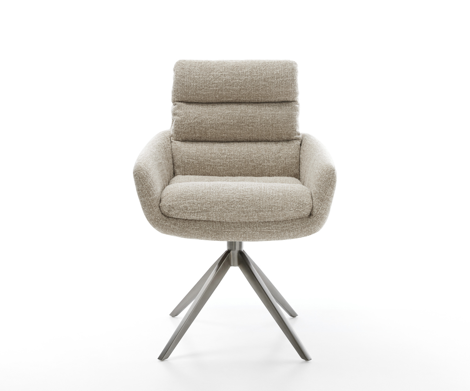 Jídelní židle Abelia-Flex s područkami látka Měkký béžová křížová podnož široká grafitová 360° otočná houpací funkce - Obrázek 2