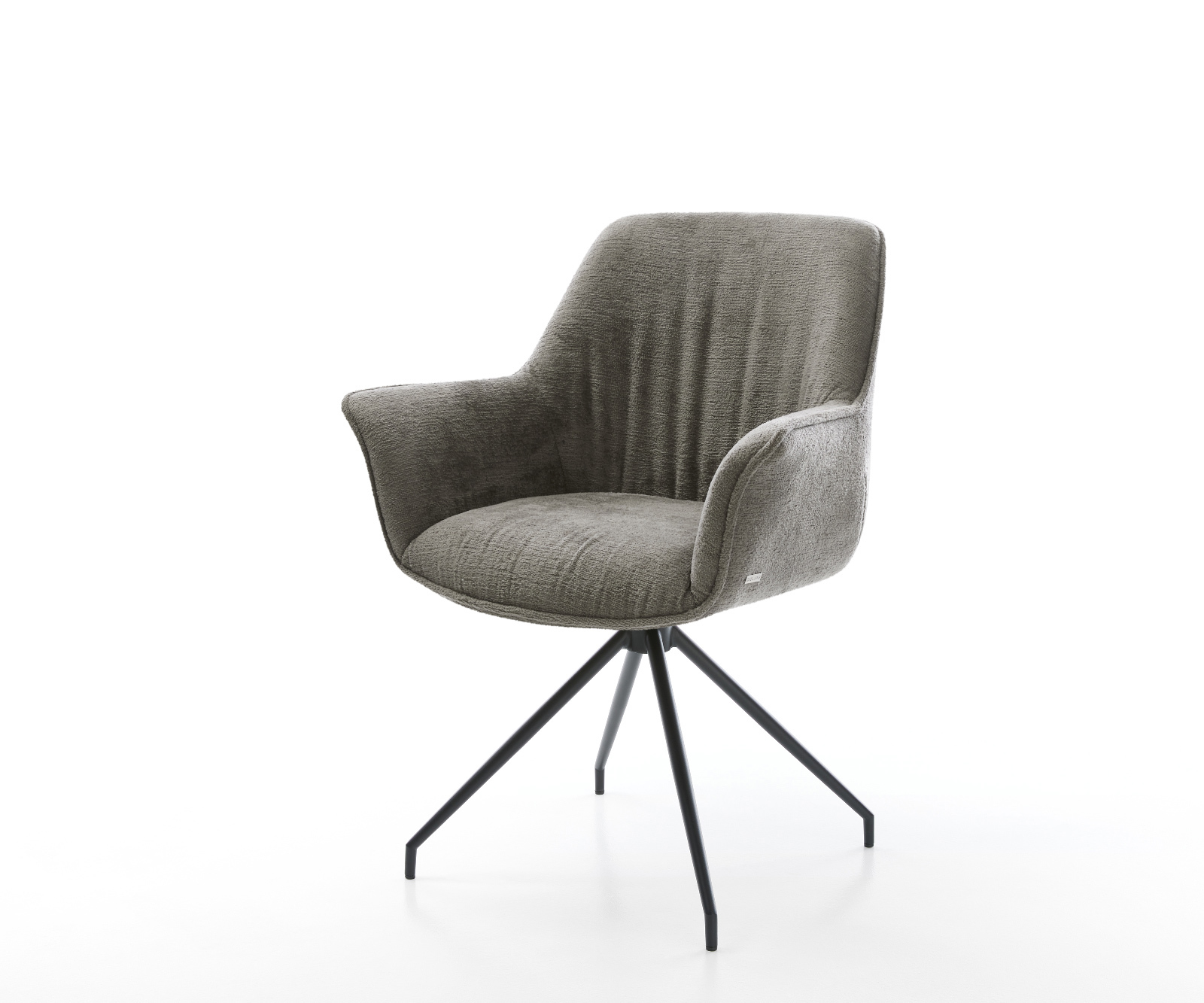 Jídelní židle Keila-Flex s područkami bouclé měkký tmavě béžová křížová podnož zúžená černá