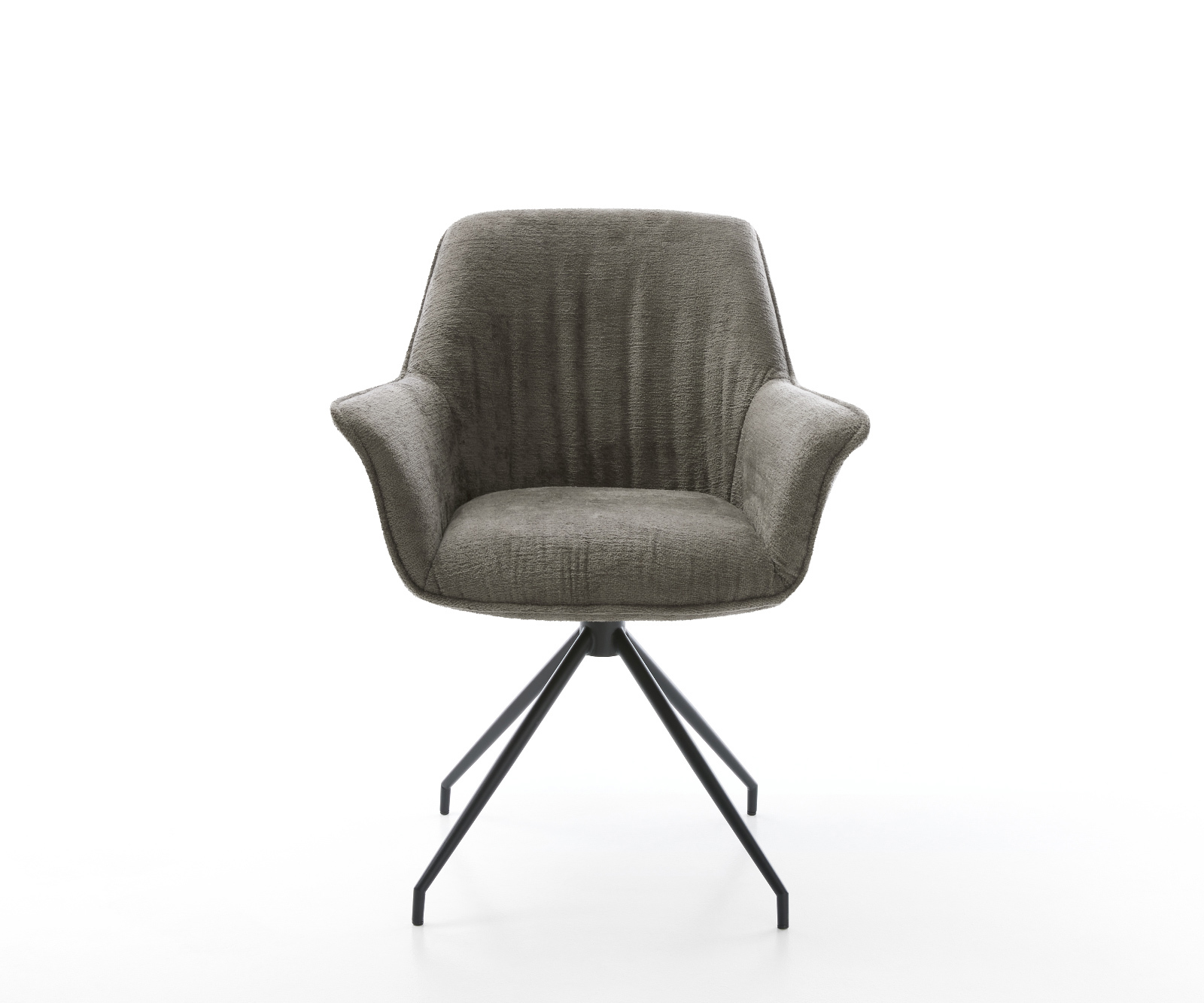 Jídelní židle Keila-Flex s područkami bouclé měkký tmavě béžová křížová podnož zúžená černá - Obrázek 2