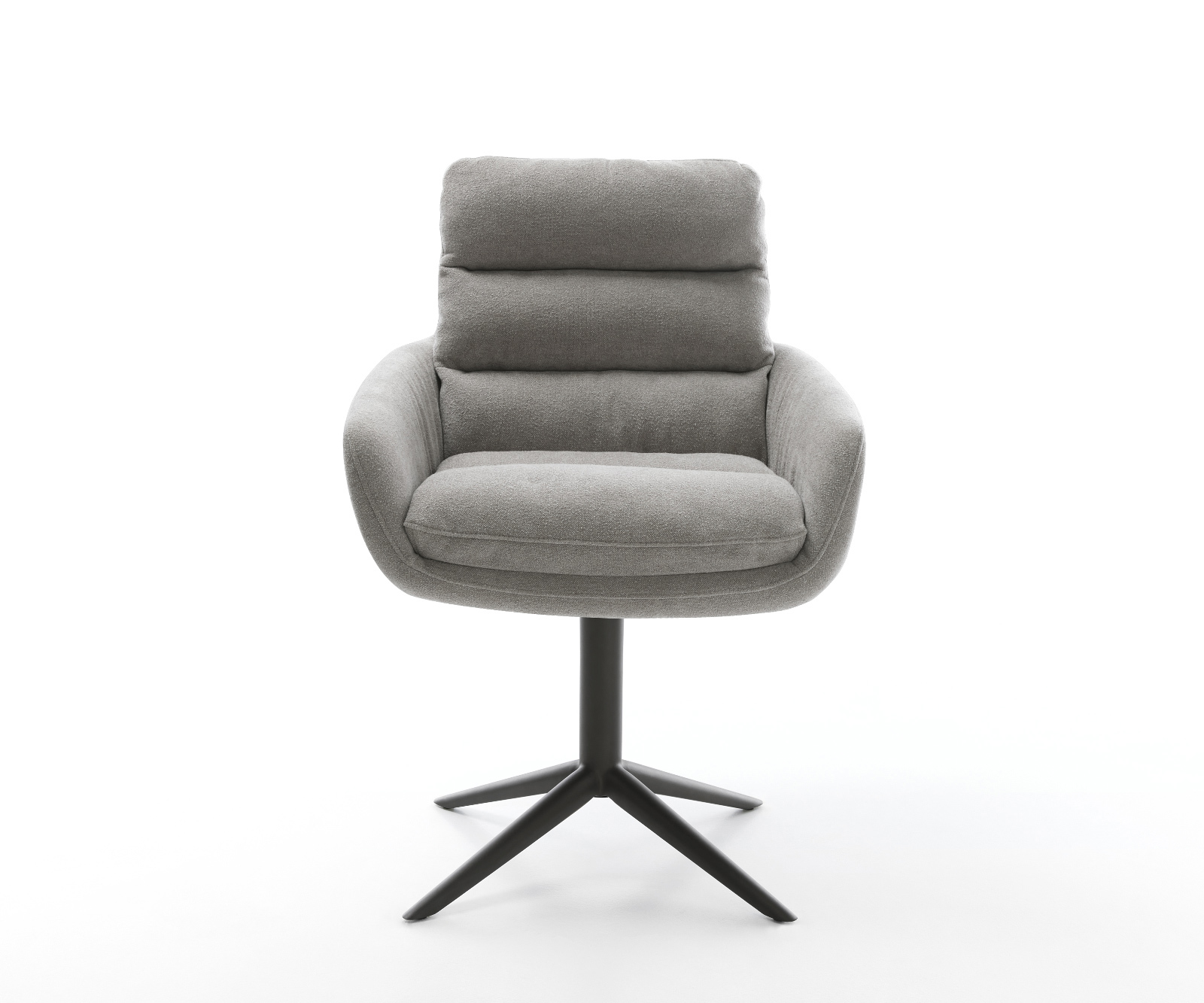 Jídelní židle Abelia-Flex s područkami potahová látka Měkký šedá křížová podnož černá otočný o 360° houpací funkce - Obrázek 2