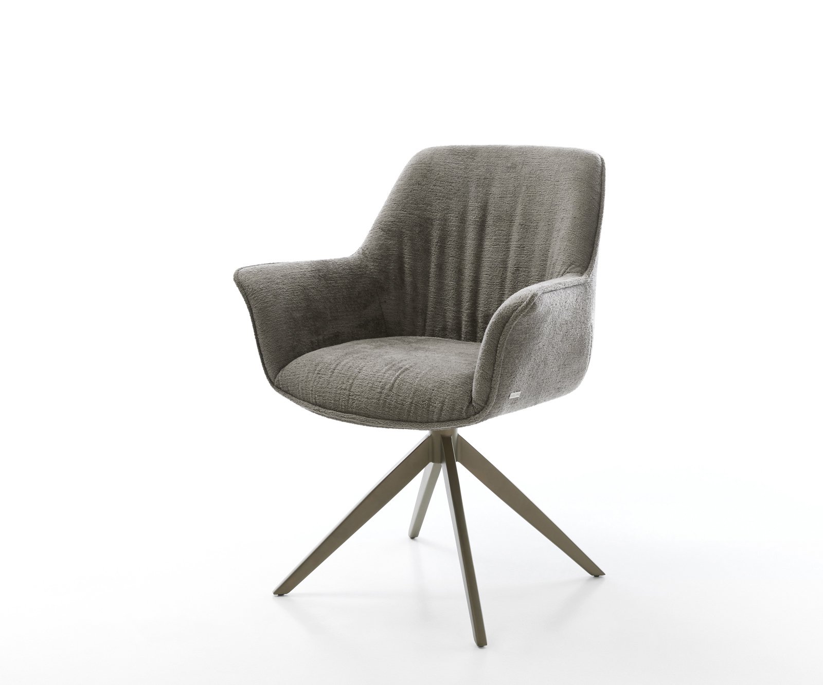 Jídelní židle Keila-Flex s područkami bouclé měkký tmavě béžová křížová podnož široká titanová barva 360° otočný houpací funkce