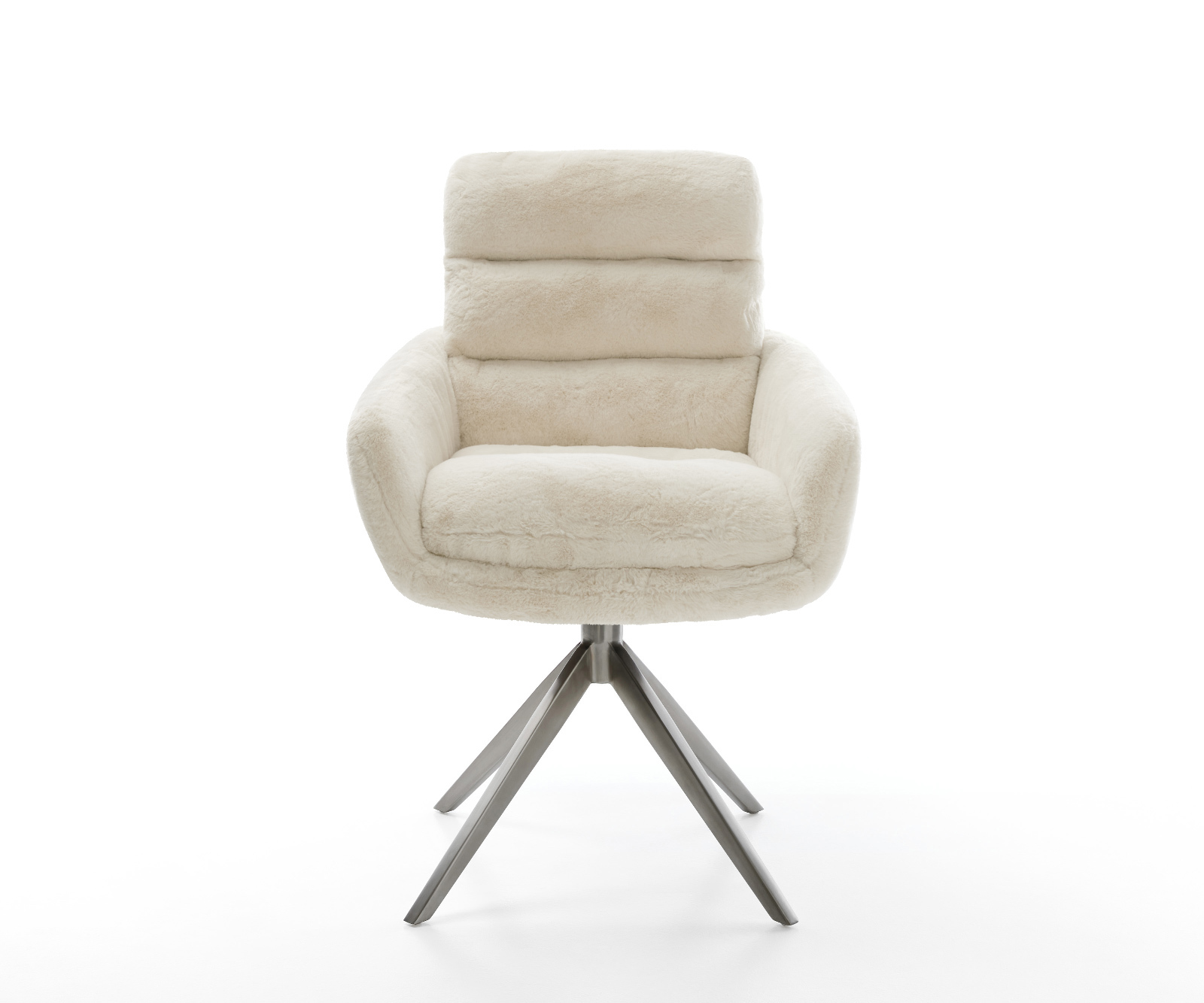 Jídelní židle Abelia-Flex s područkami plyšový manšestr krémová bílá křížová podnož široká grafitová otočný o 360° houpací funkce - Obrázek 2