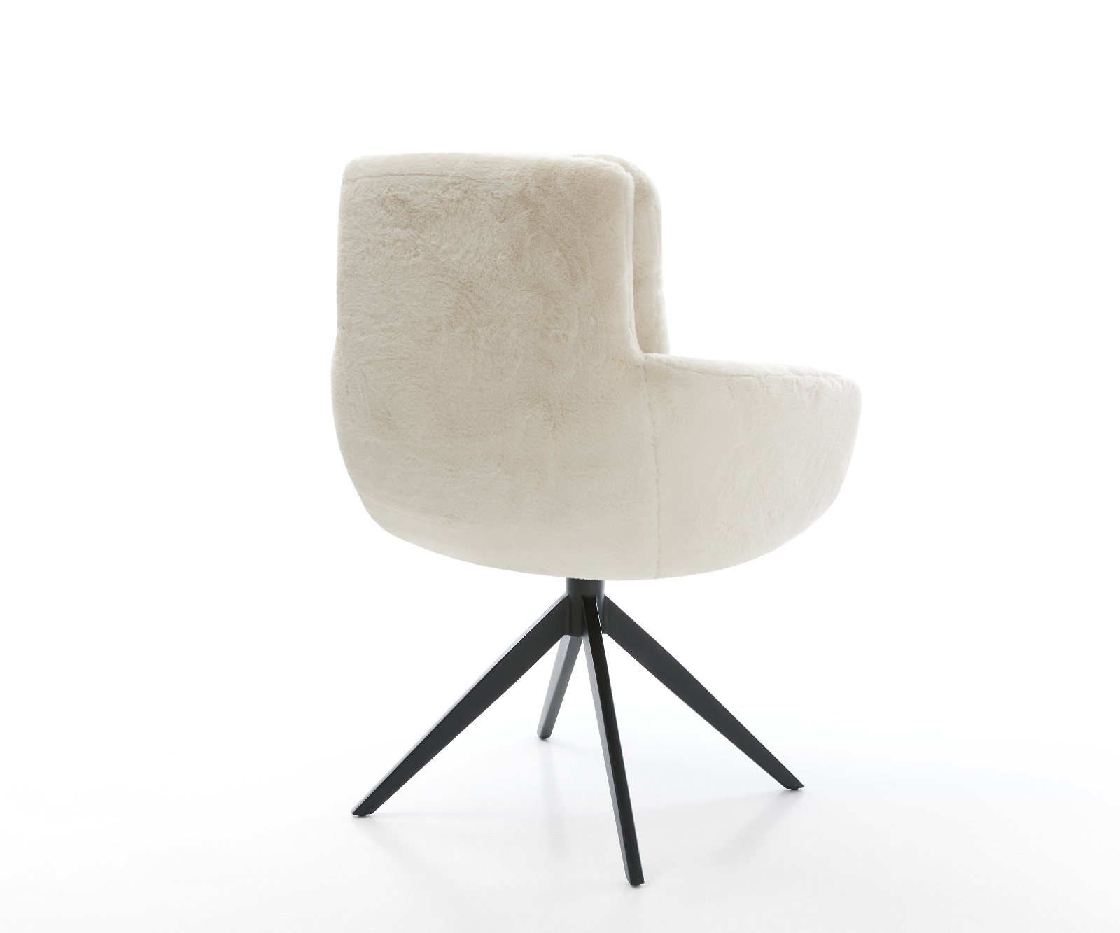 Jídelní židle Abelia-Flex s područkami plyšový manšestr krémová bílá křížová podnož široká černá otočný 360° houpací funkce - Obrázek 5