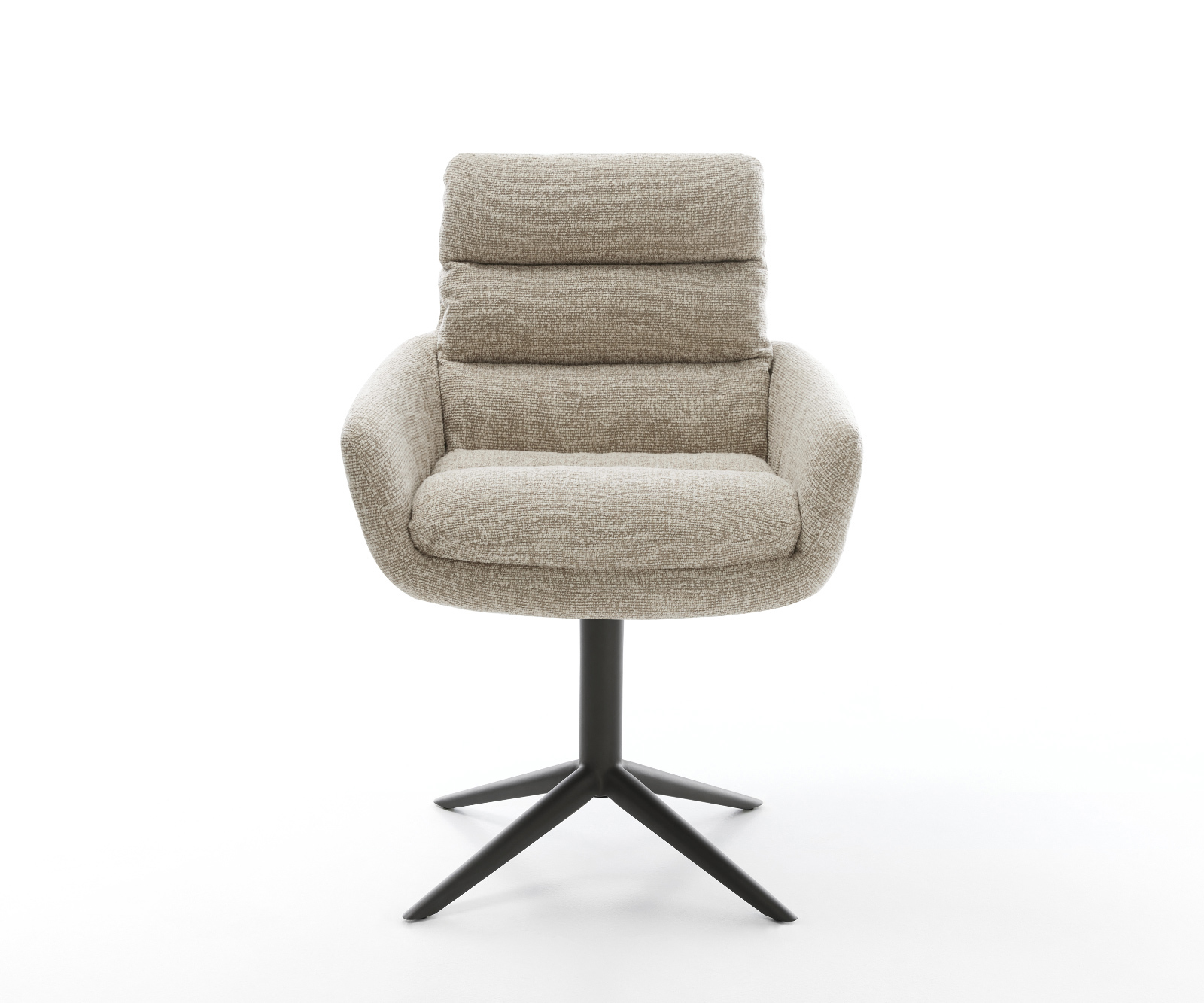 Jídelní židle Abelia-Flex s područkami látka Měkký béžová křížová podnož černá 360° otočný houpací funkce - Obrázek 2