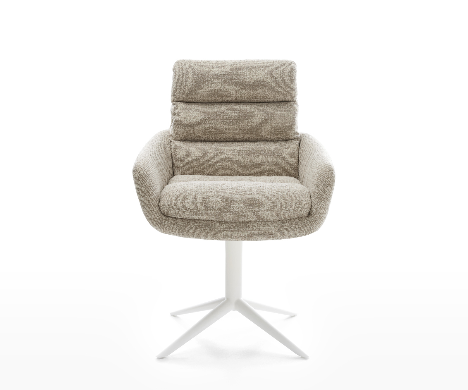 Jídelní židle Abelia-Flex s područkami látka Měkký béžová křížová podnož bílá 360° otočný houpací funkce - Obrázek 2