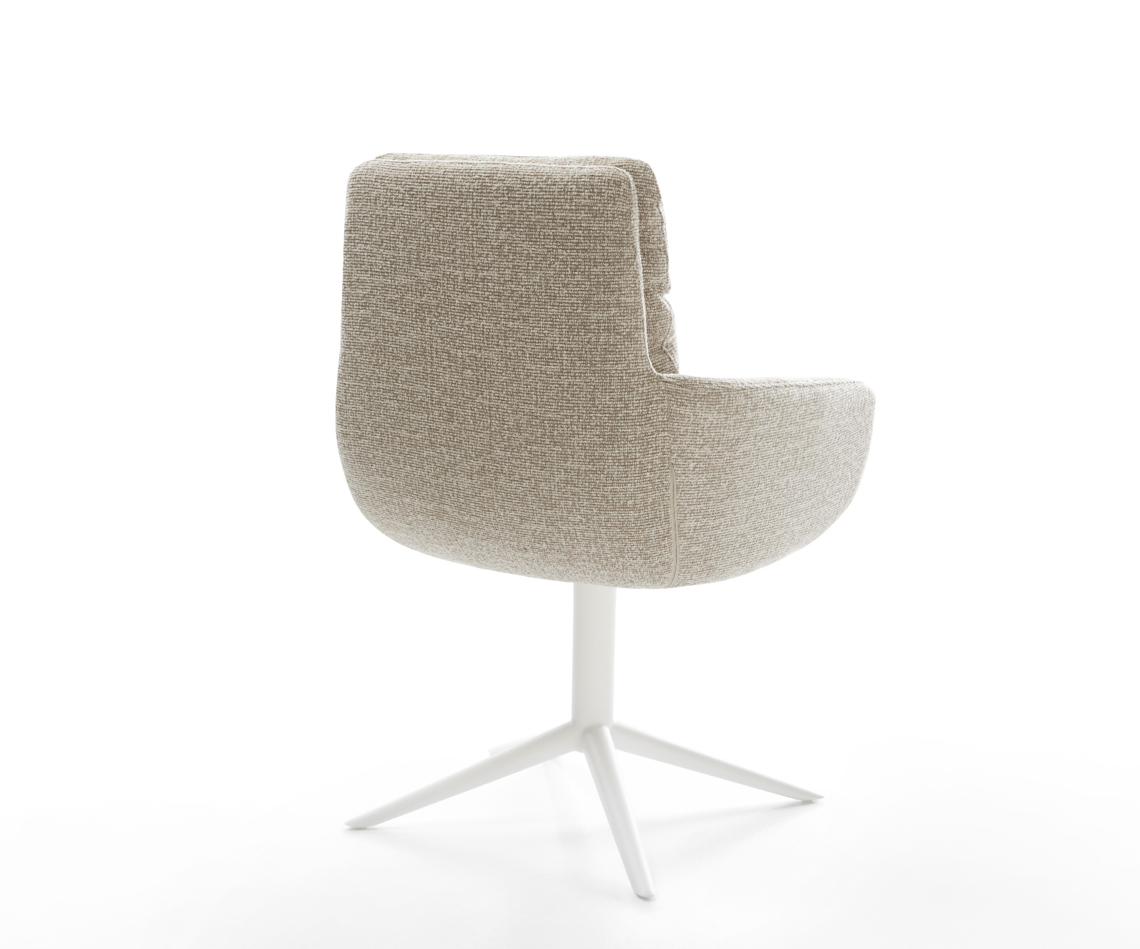 Jídelní židle Abelia-Flex s područkami látka Měkký béžová křížová podnož bílá 360° otočný houpací funkce - Obrázek 5