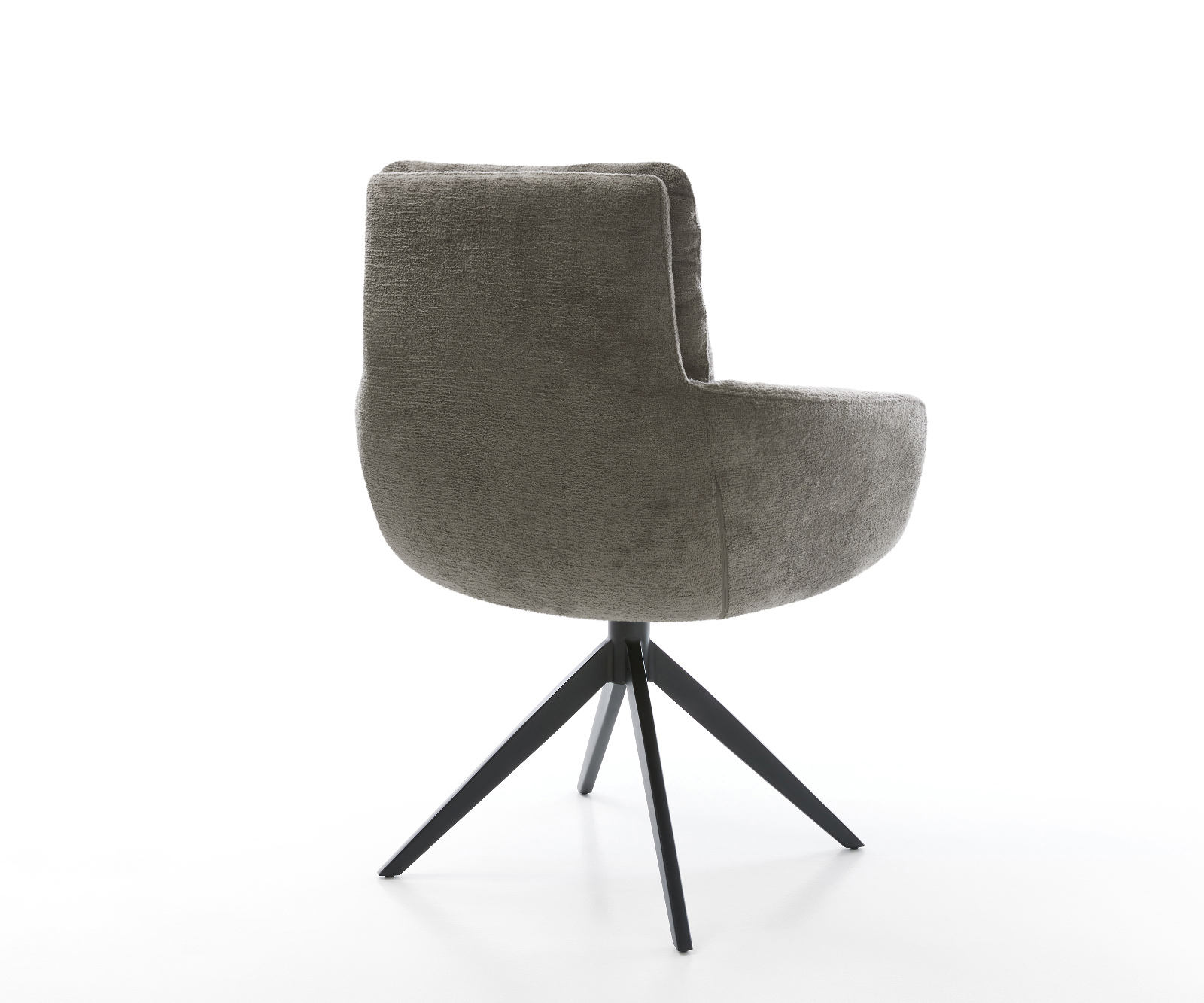 Jídelní židle Abelia-Flex s područkami bouclé měkký tmavě béžová křížová podnož široká černá otočný 360° houpací funkce - Obrázek 5