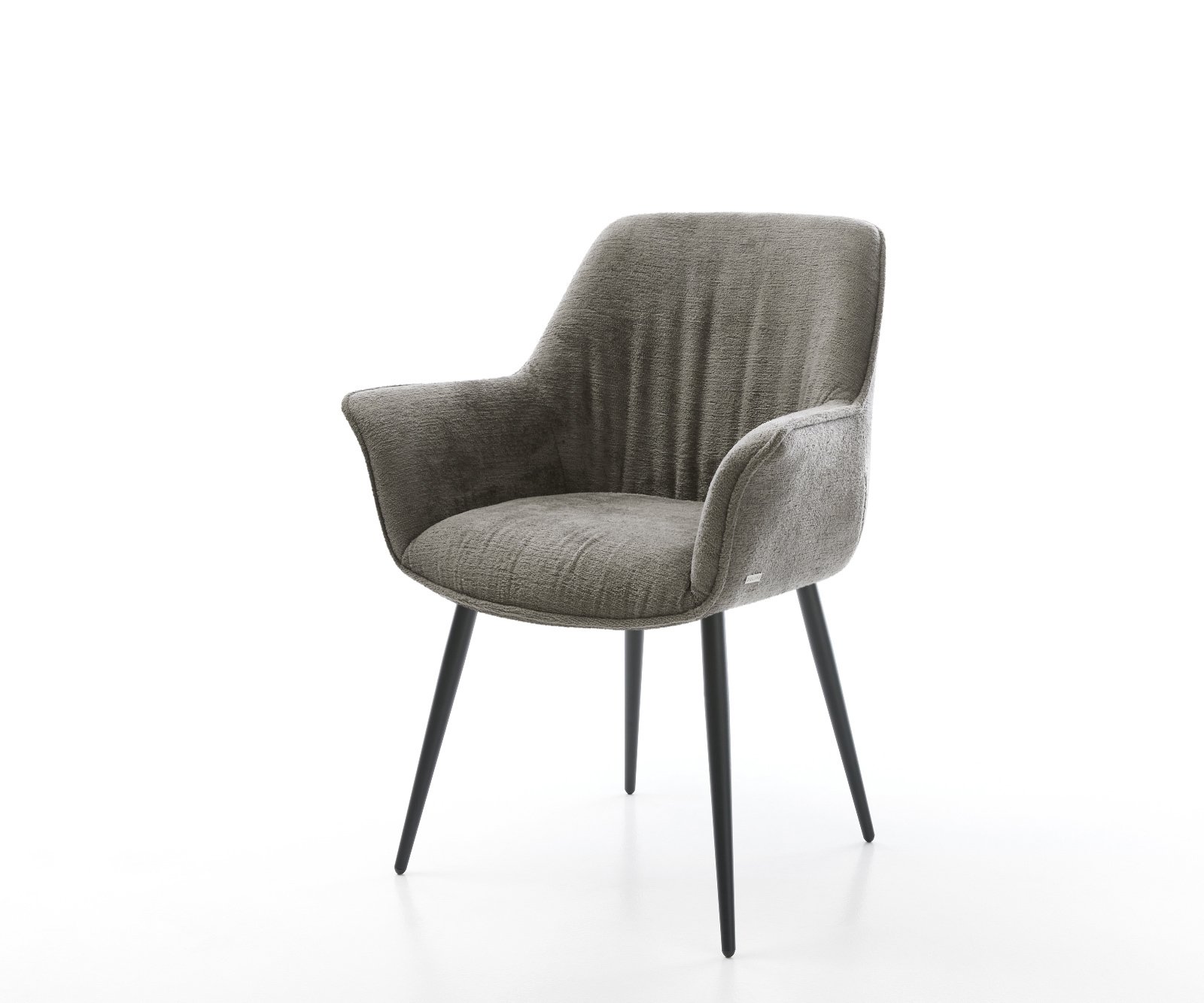 Jídelní židle Keila-Flex s područkami bouclé měkký tmavě béžová 4 nohy zúžené černá