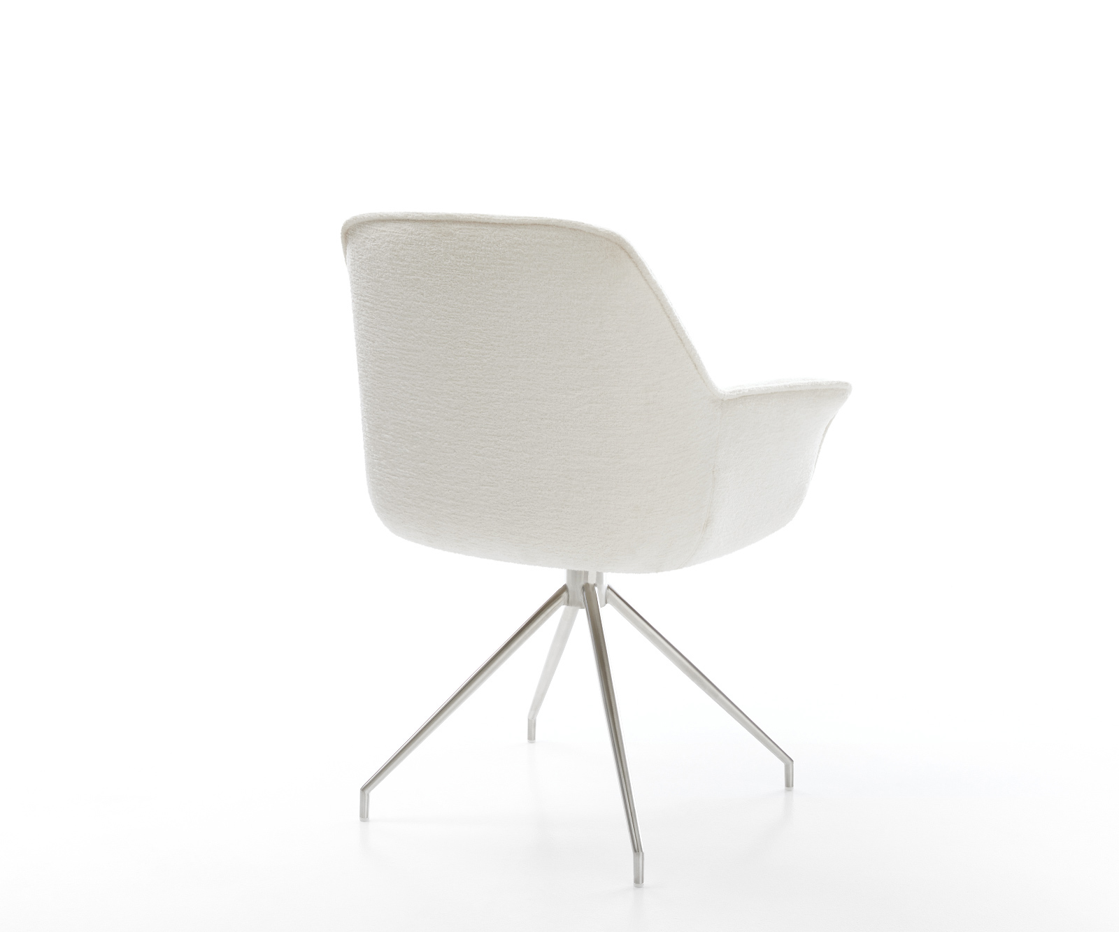 Jídelní židle Keila-Flex s područkami bouclé měkký béžová křížová podnož z nerezové oceli - Obrázek 5