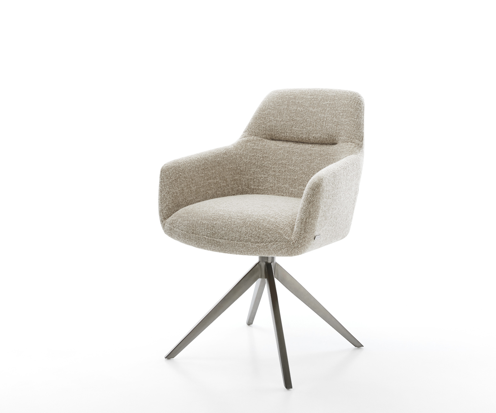 Jídelní židle Pejo-Flex látka Měkký béžová křížová podnož široká grafitová 360° otočný houpací funkce taštičkové pružiny