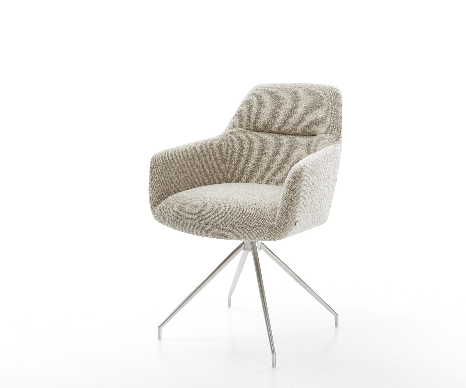 Jídelní židle Pejo-Flex tkanina Měkký béžová křížová podnož zúžená nerezová ocel taštičkové pružiny